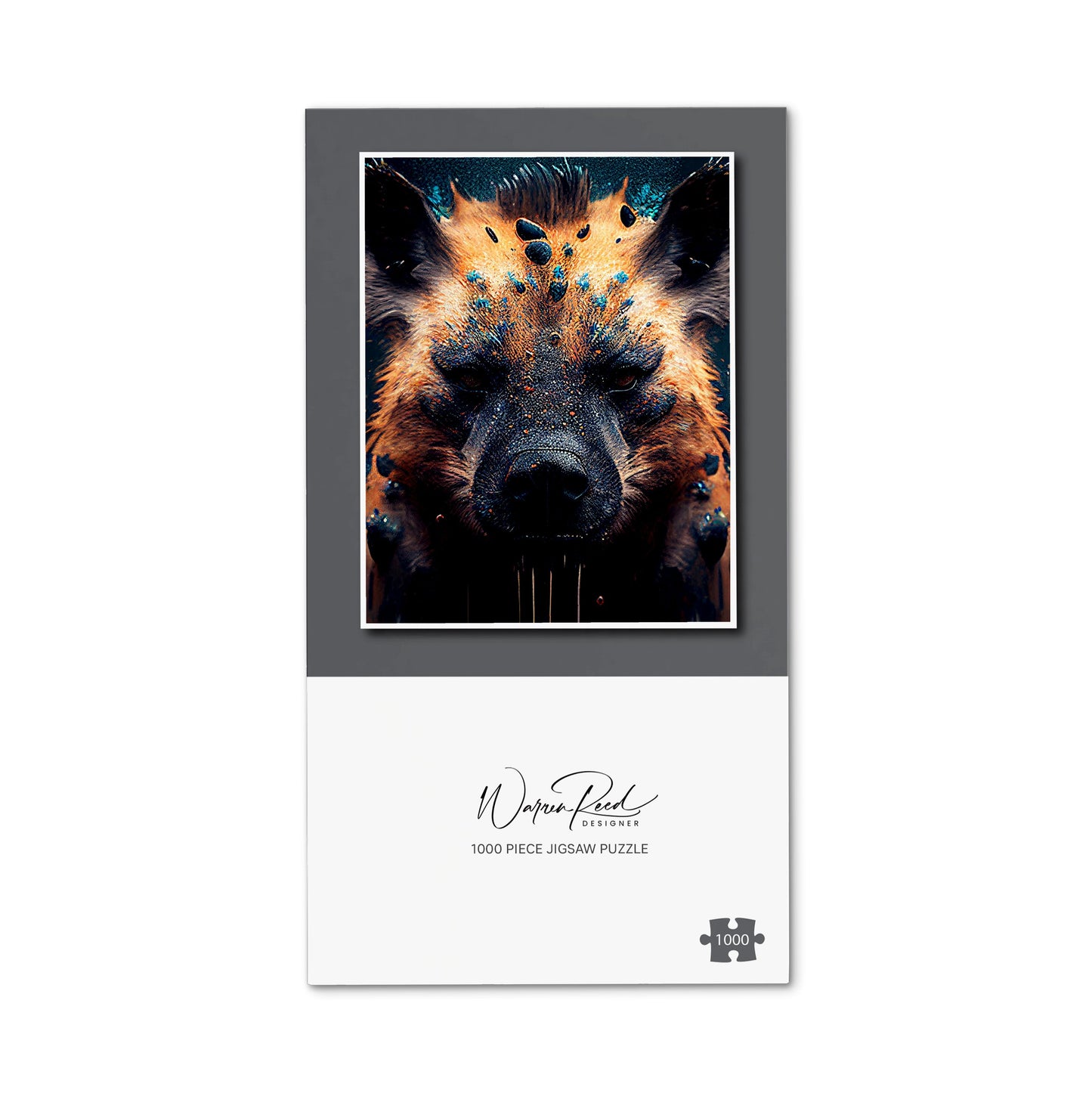 Hyena Face Splashart Dark Background Jigsaw Puzzle