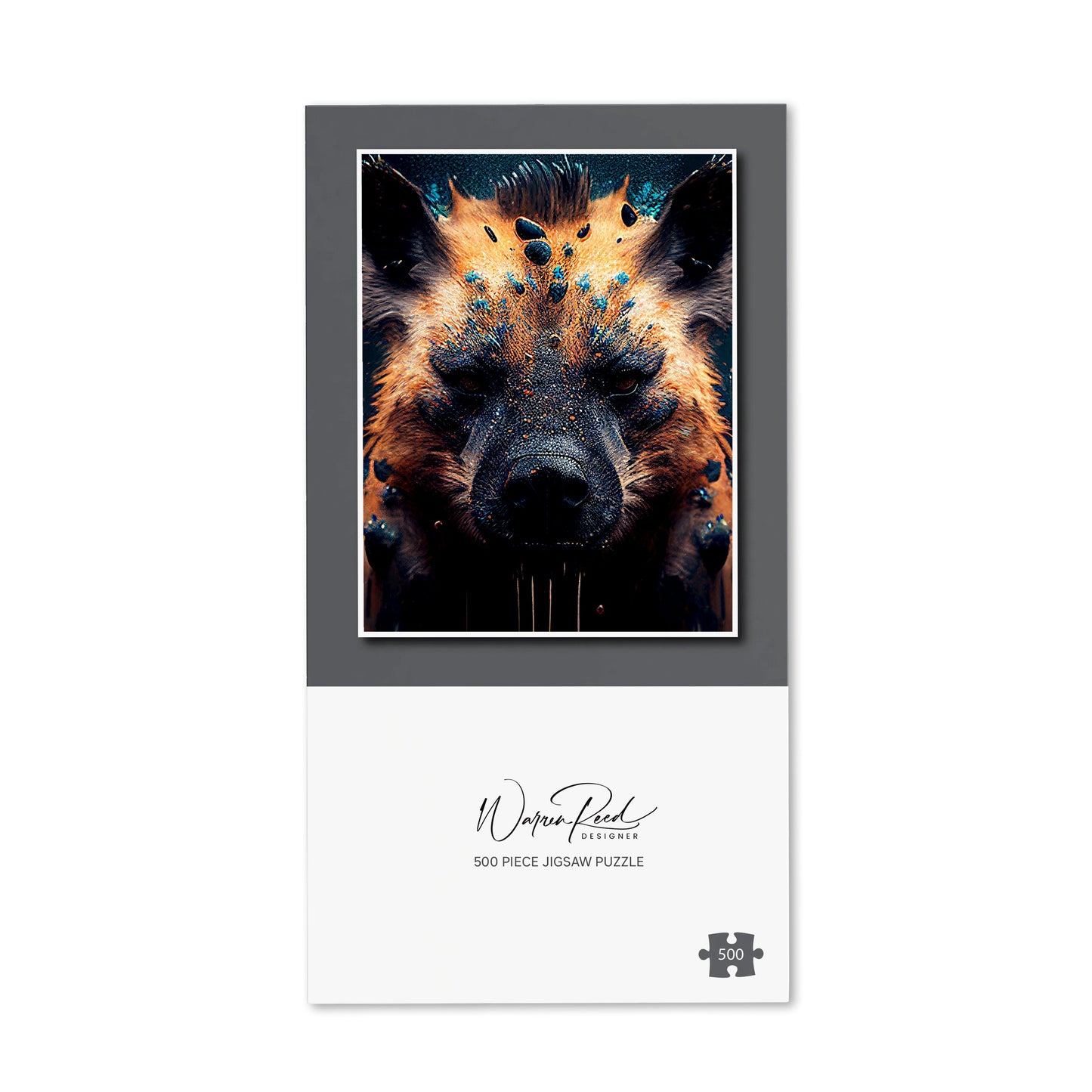 Hyena Face Splashart Dark Background Jigsaw Puzzle