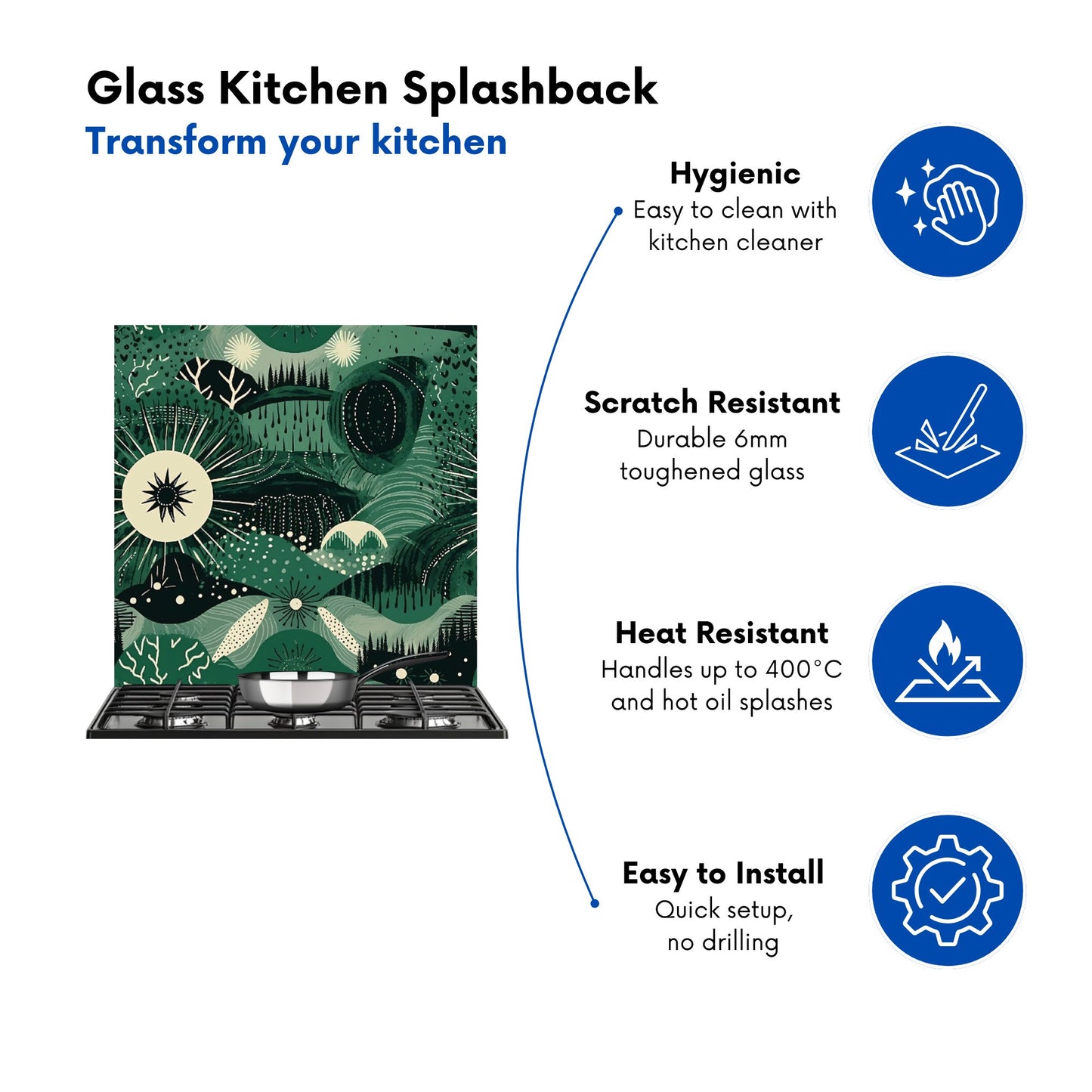 Abstract Green Moon Kitchen Splashback