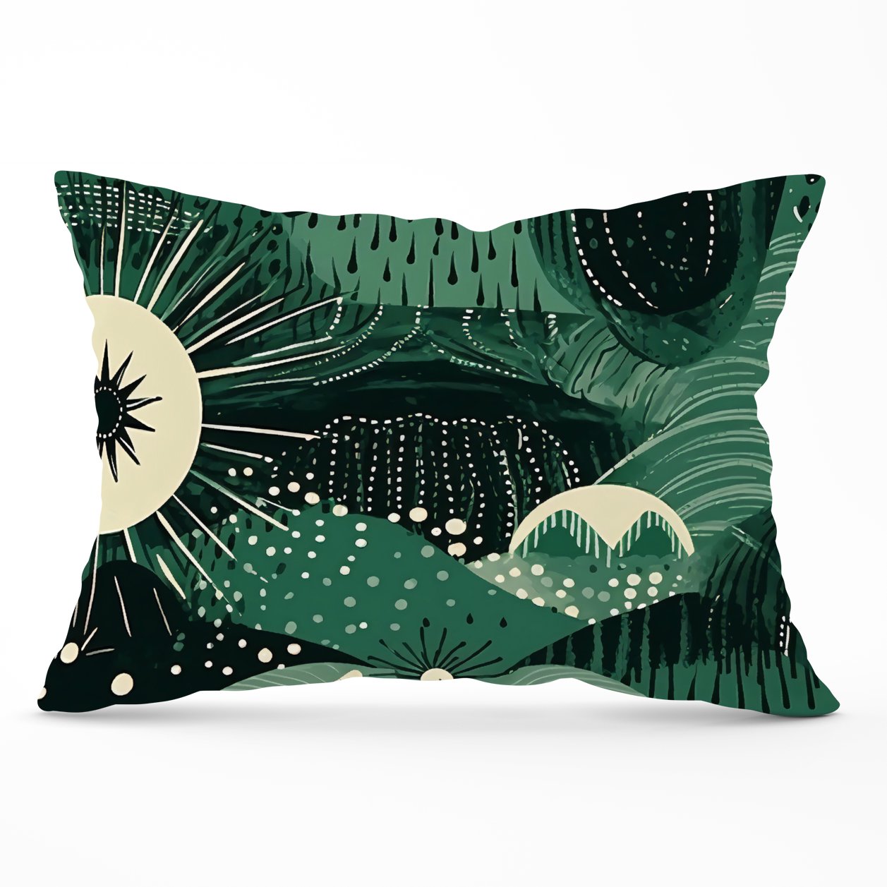 Abstract Green Moon Cushions