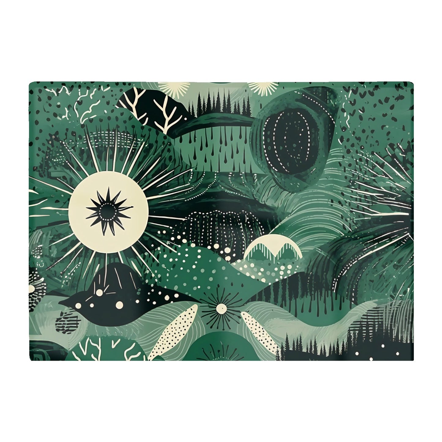 Abstract Green Moon Glass Chopping Board