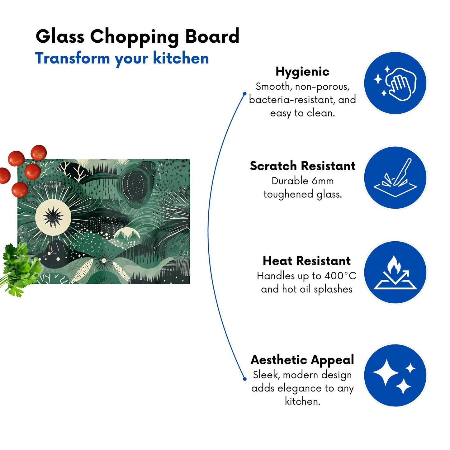 Abstract Green Moon Glass Chopping Board