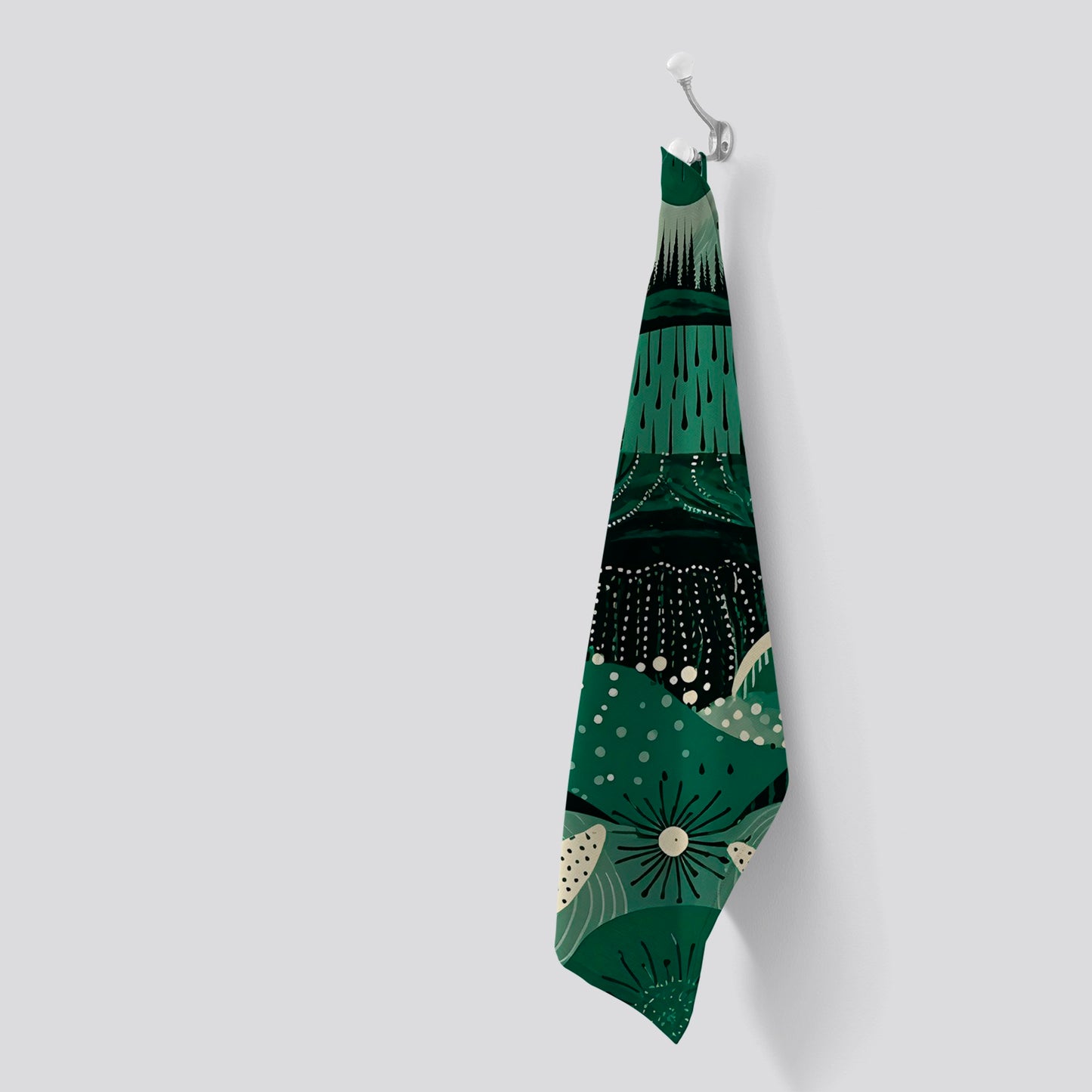Abstract Green Moon Tea Towel
