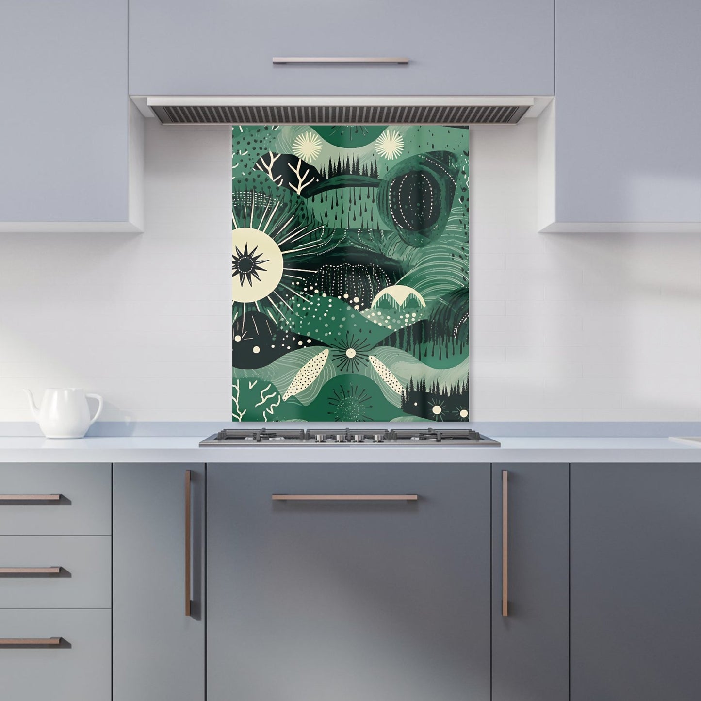 Abstract Green Moon Kitchen Splashback