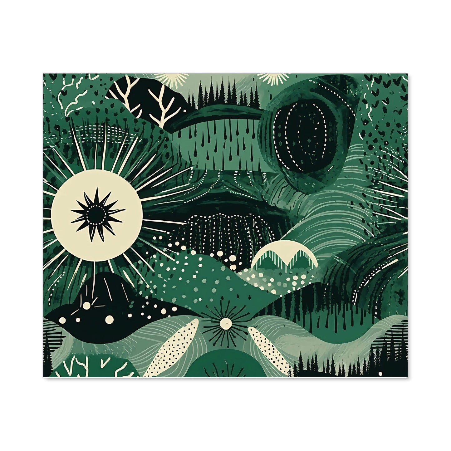 Abstract Green Moon Kitchen Splashback