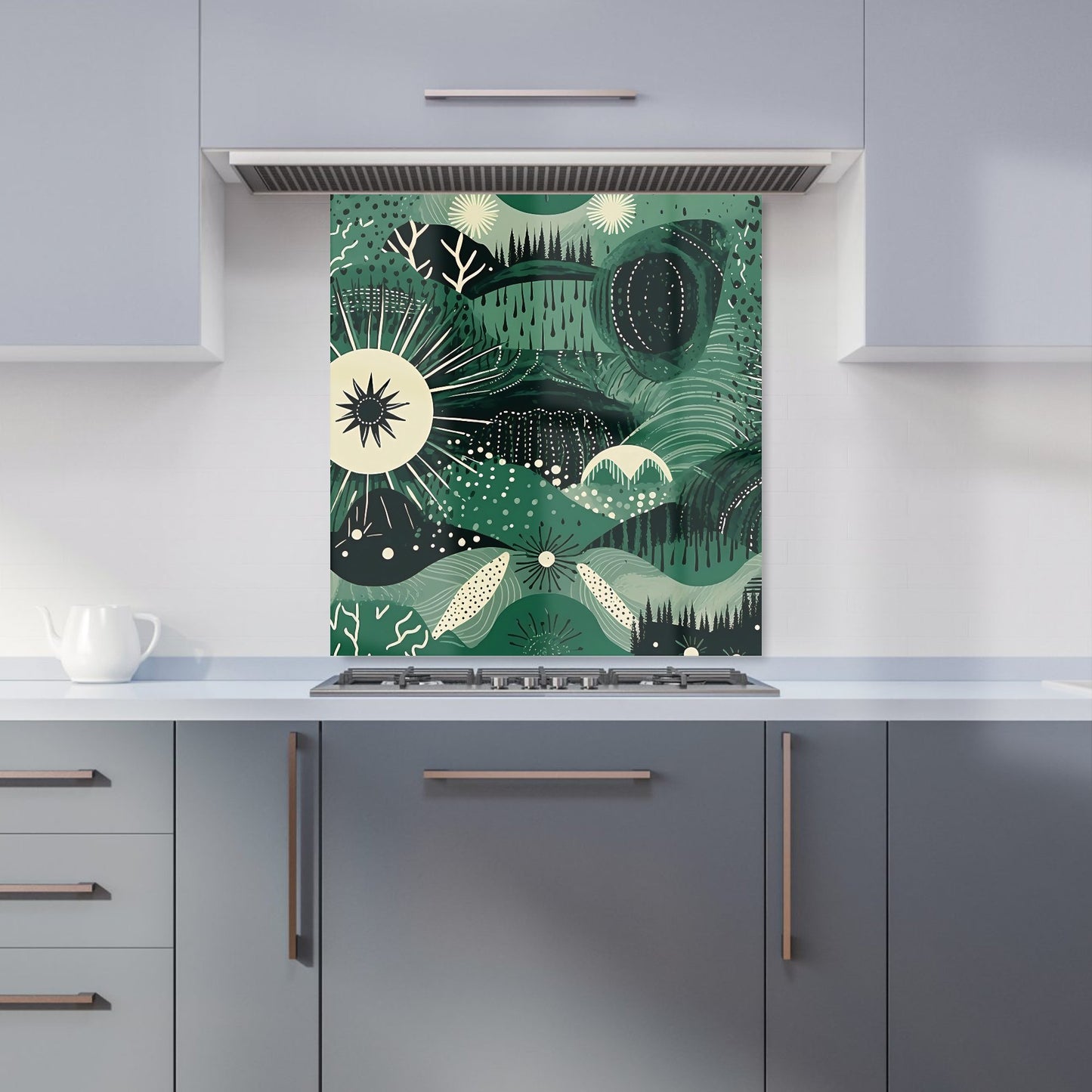 Abstract Green Moon Kitchen Splashback
