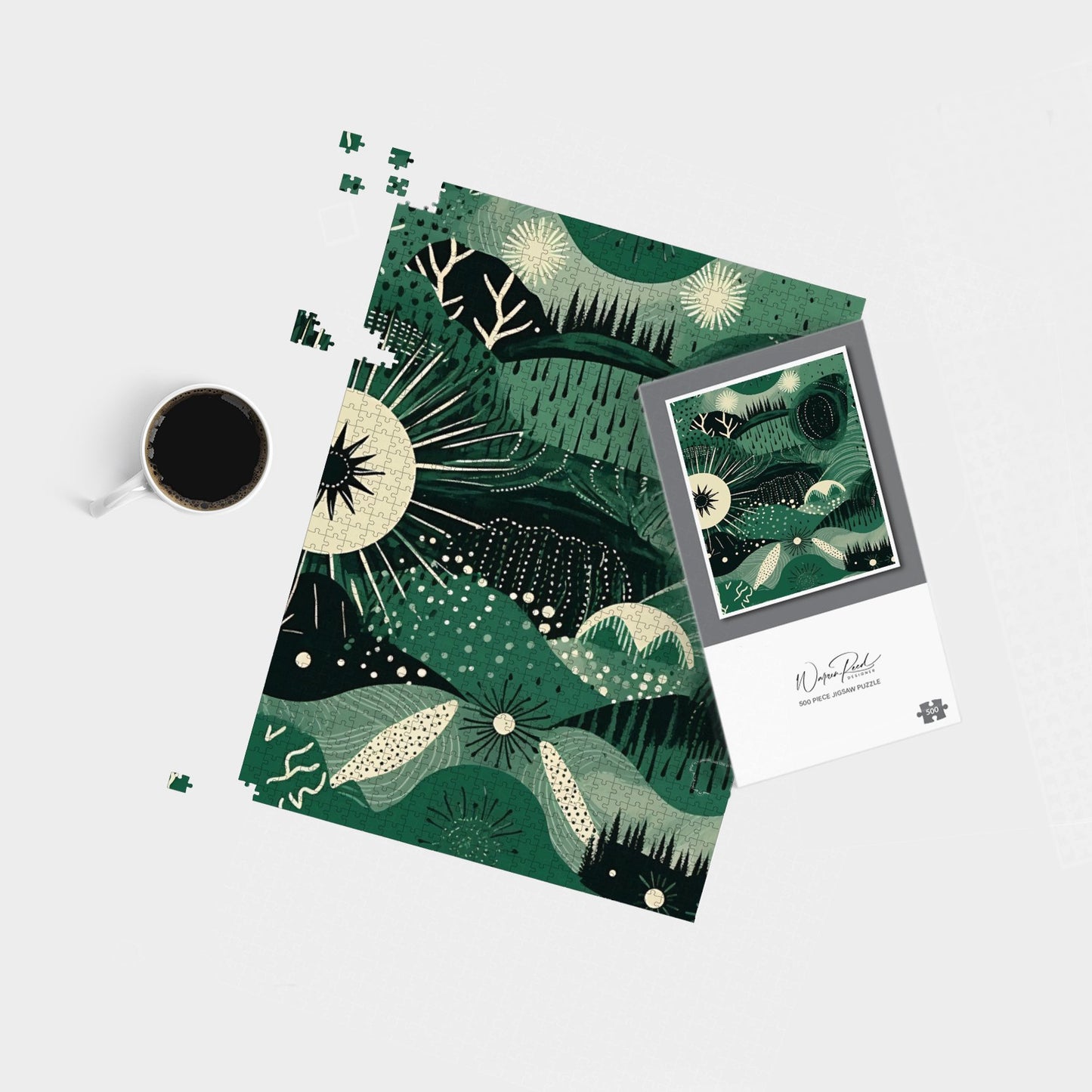 Abstract Green Moon Jigsaw Puzzle