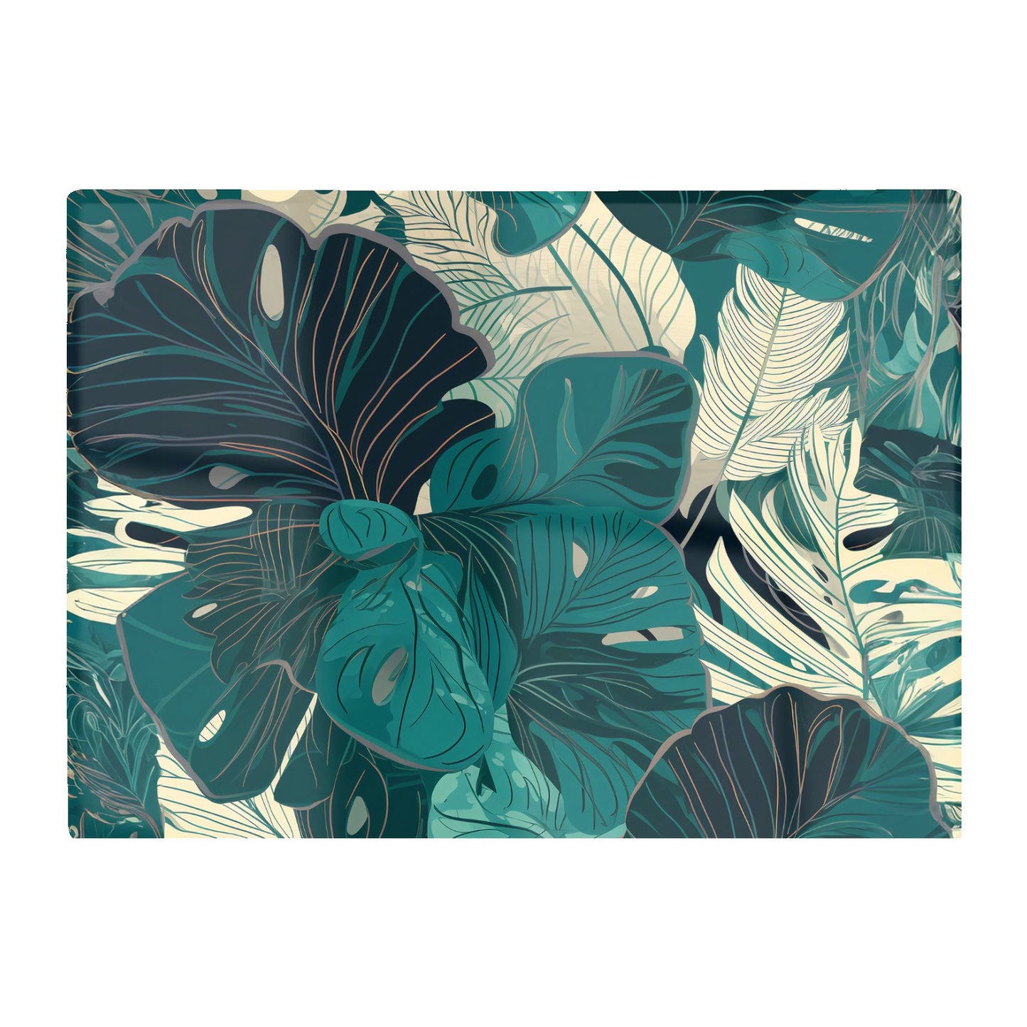 Tropical Green Leaves Glass Chopping Board