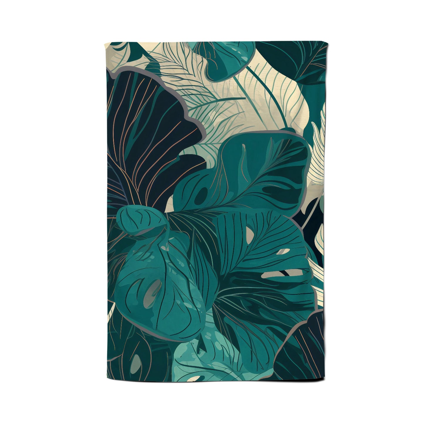 Tropical Green Leaves Tea Towel