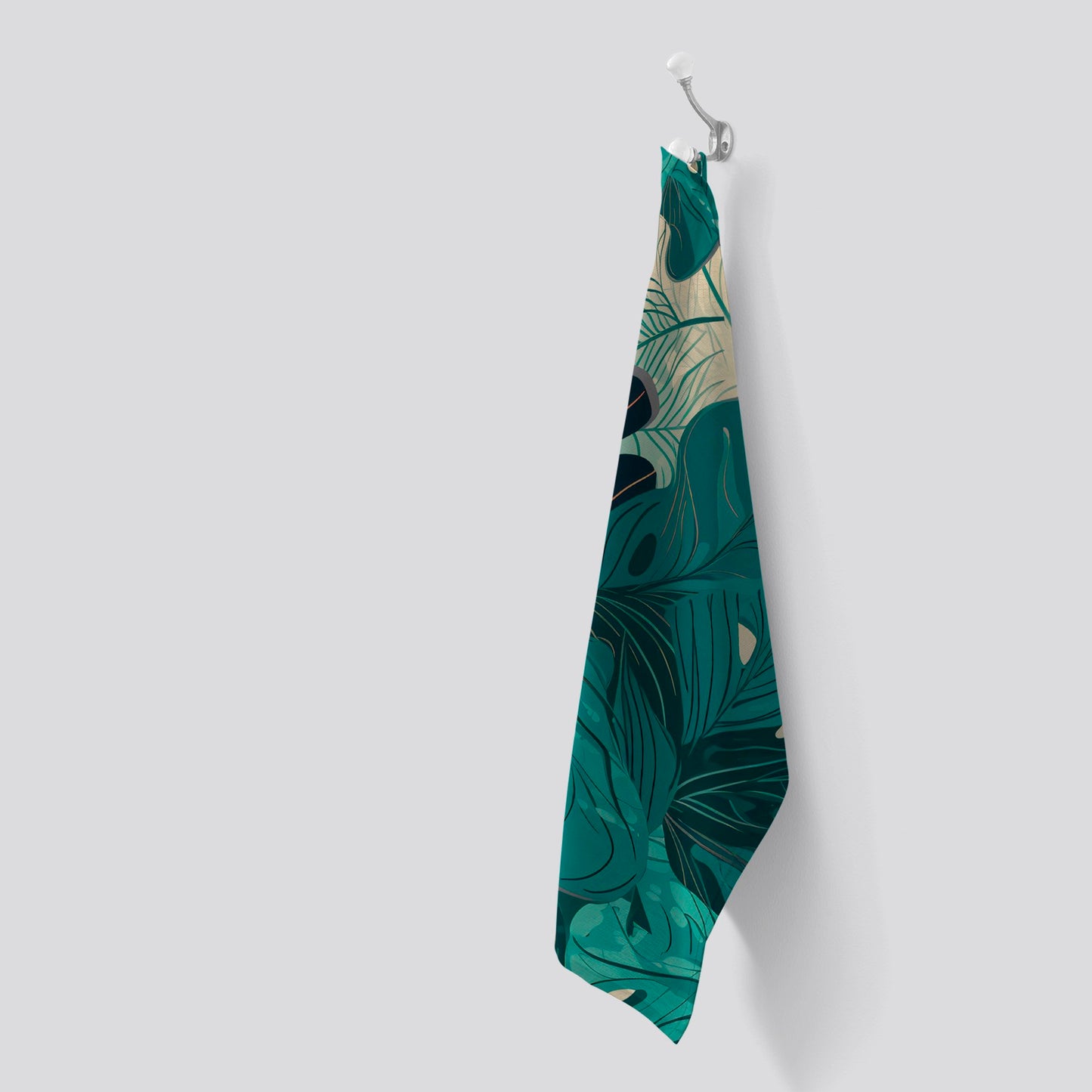 Tropical Green Leaves Tea Towel