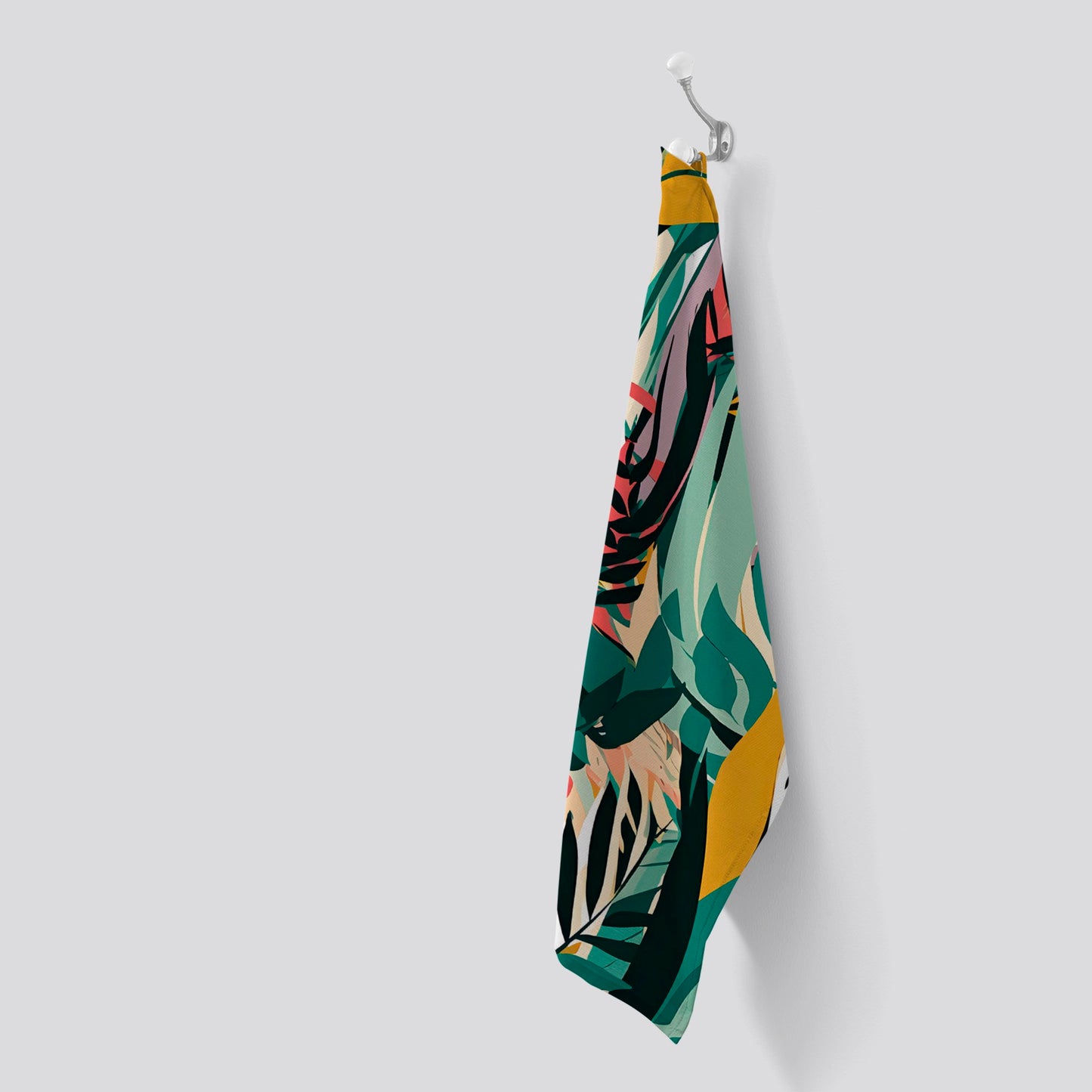 Coloured Tropical Leaves Tea Towel