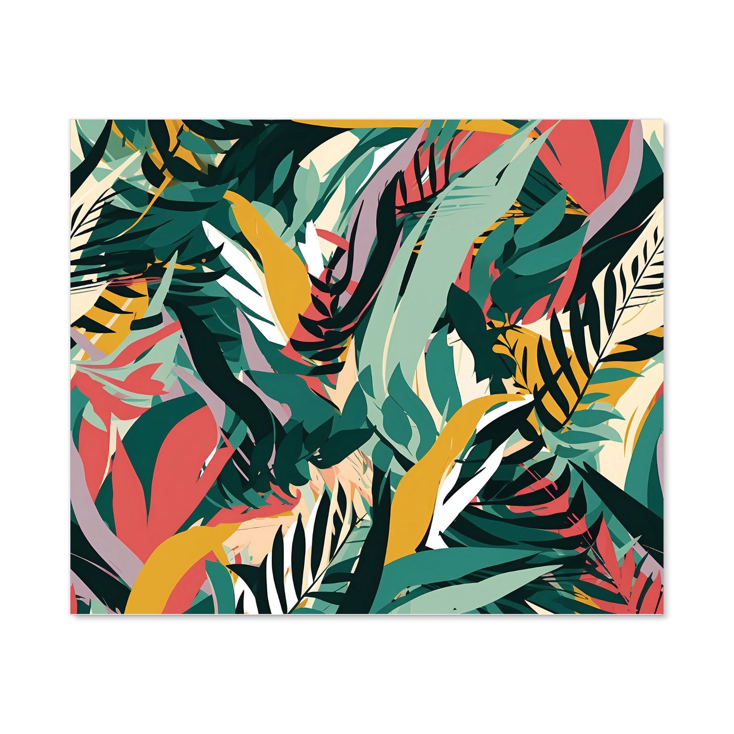 Coloured Tropical Leaves Kitchen Splashback