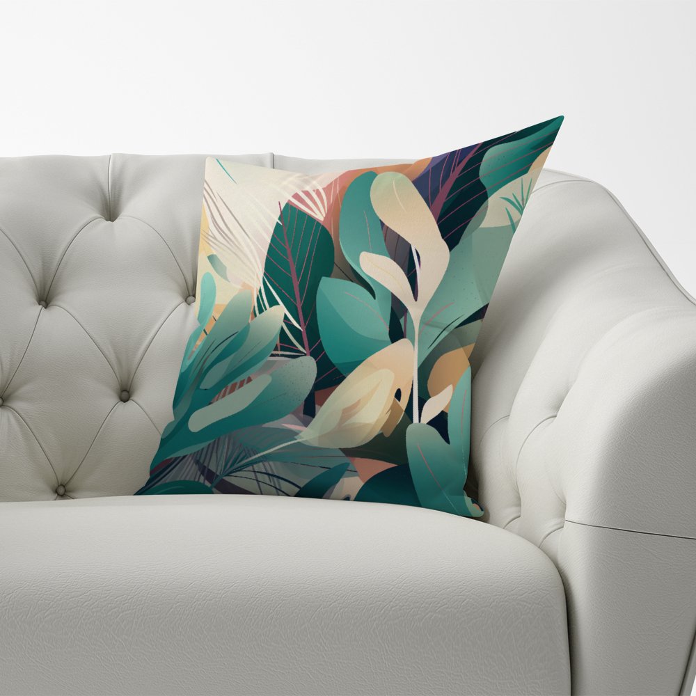 Abstract Tropical Leaves Cushions