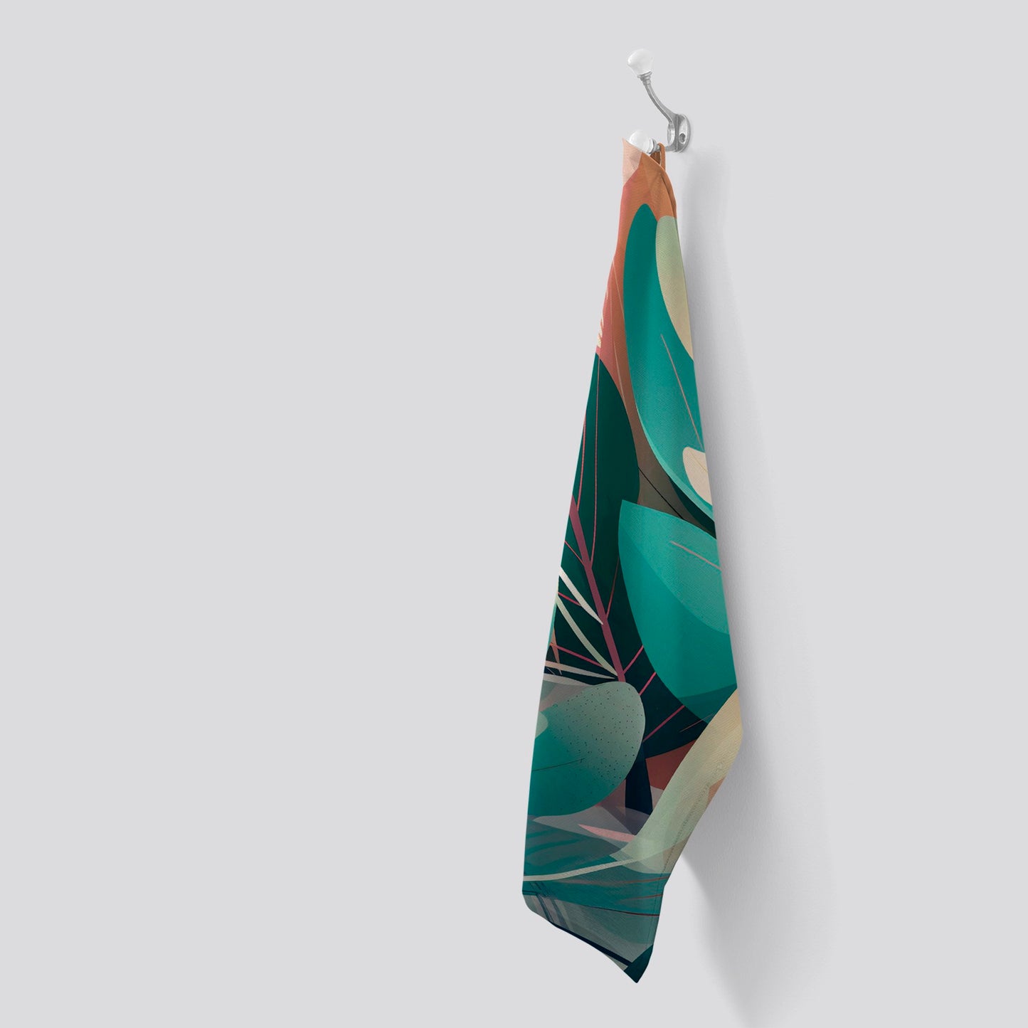 Abstract Tropical Leaves Tea Towel