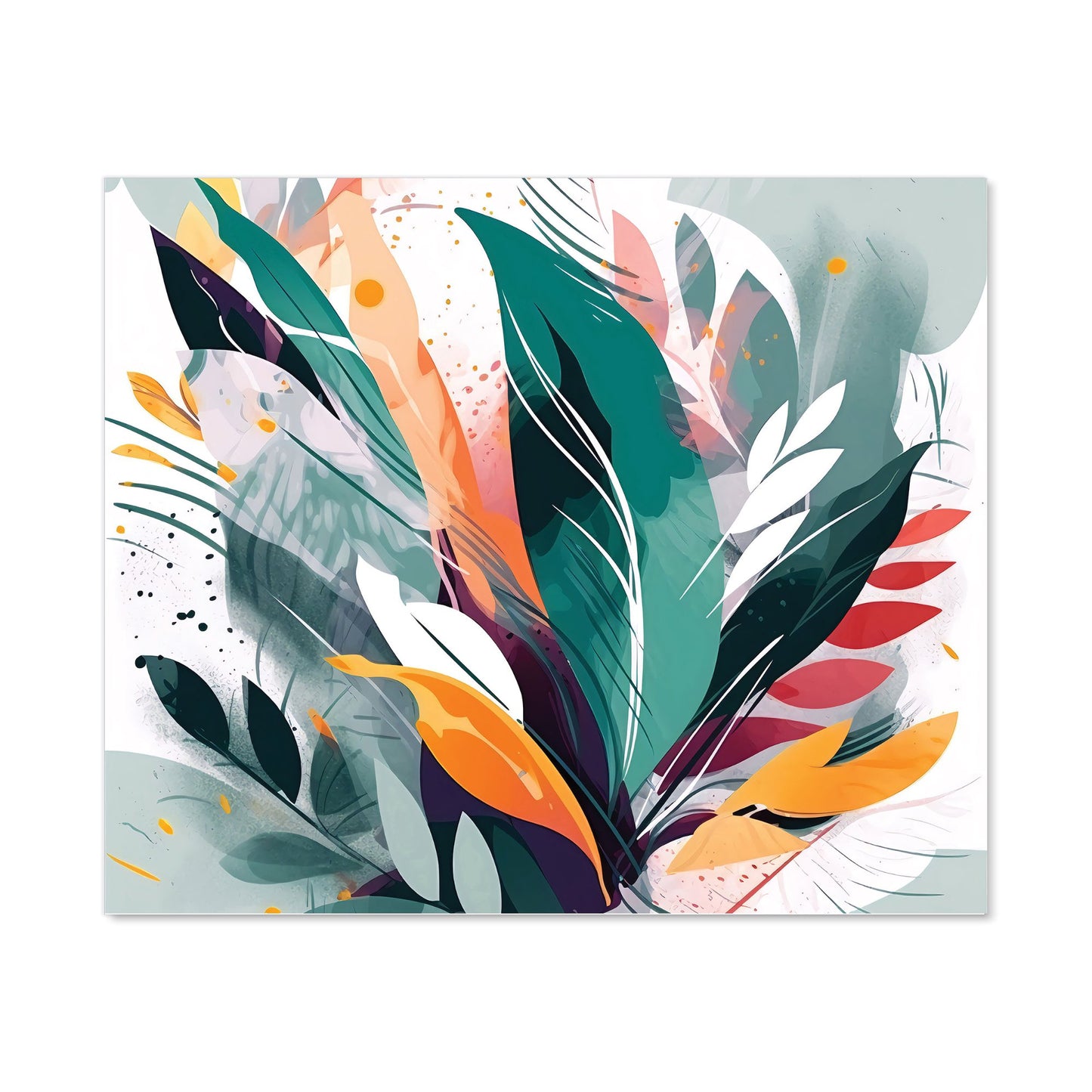 Coloured Abstrace Feather Leaves Kitchen Splashback