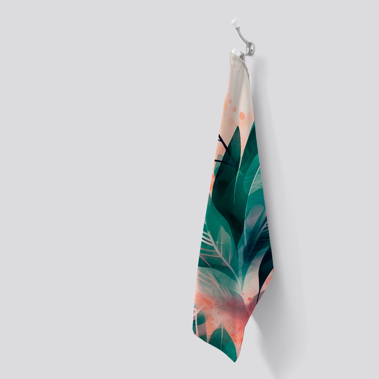 Green Feather leaves Tropical Tea Towel