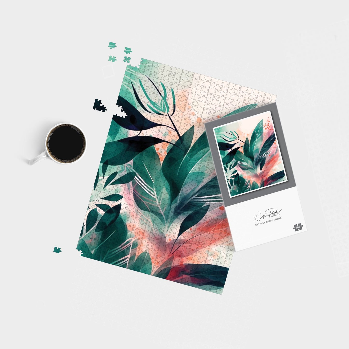Green Feather leaves Tropical Jigsaw Puzzle