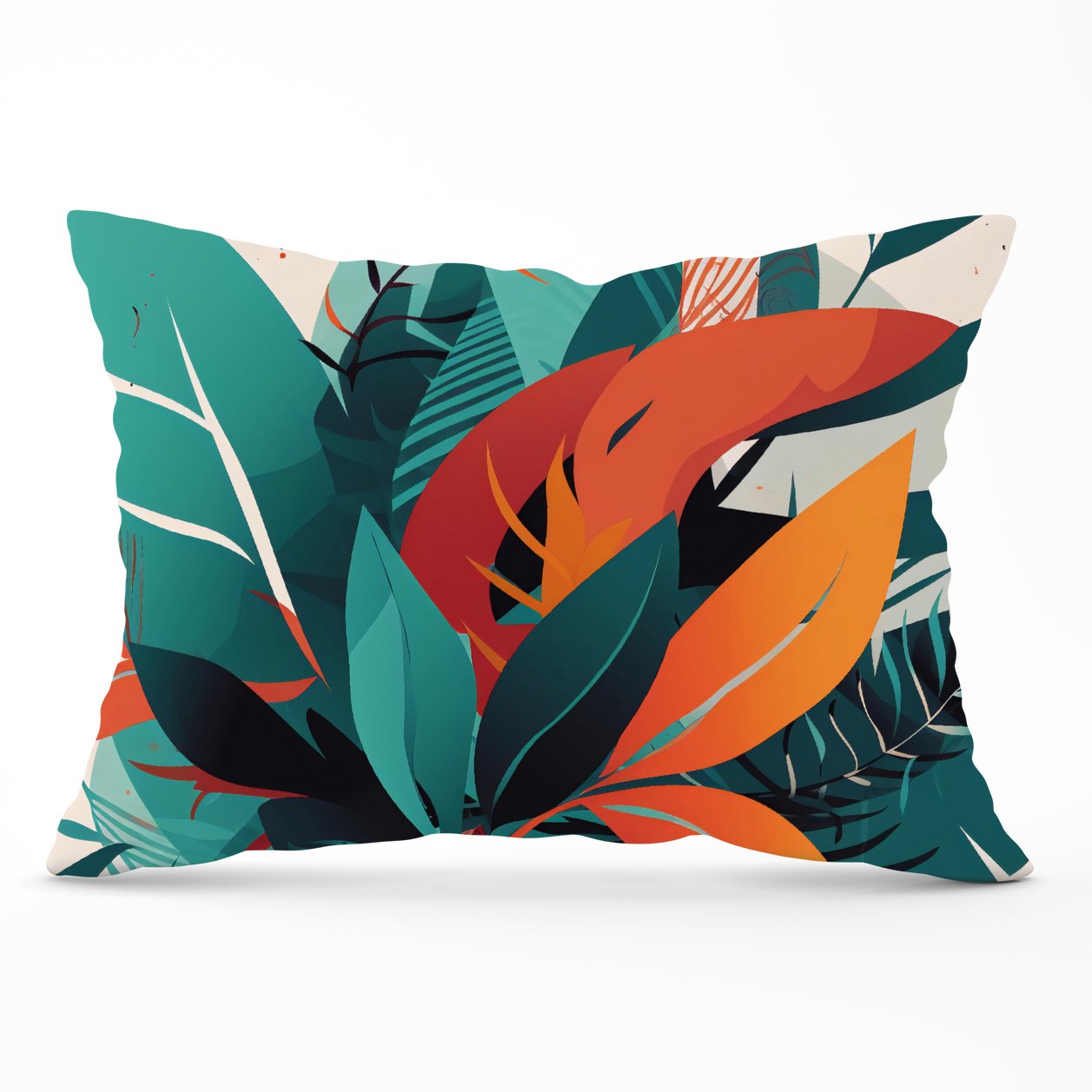 Green Orange Tropical Leaves Cushions