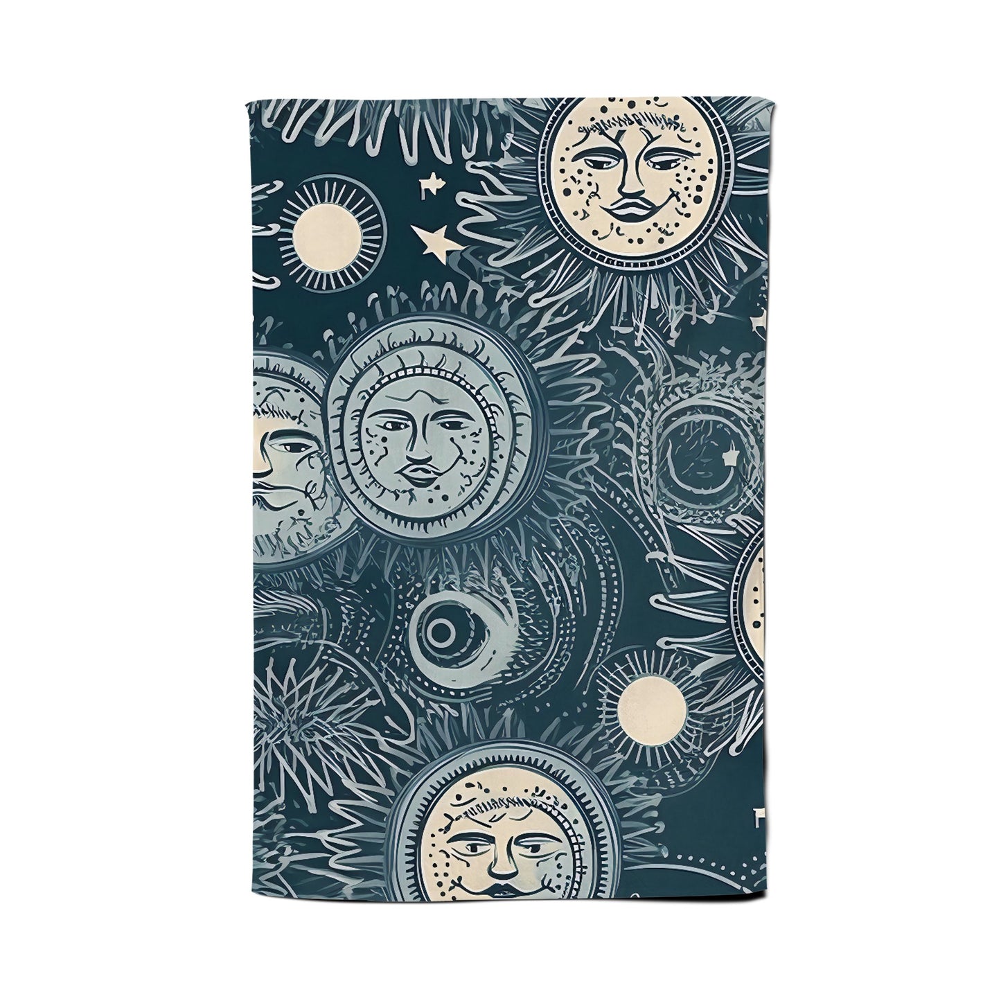 Silver Blue Moon and Stars Tea Towel