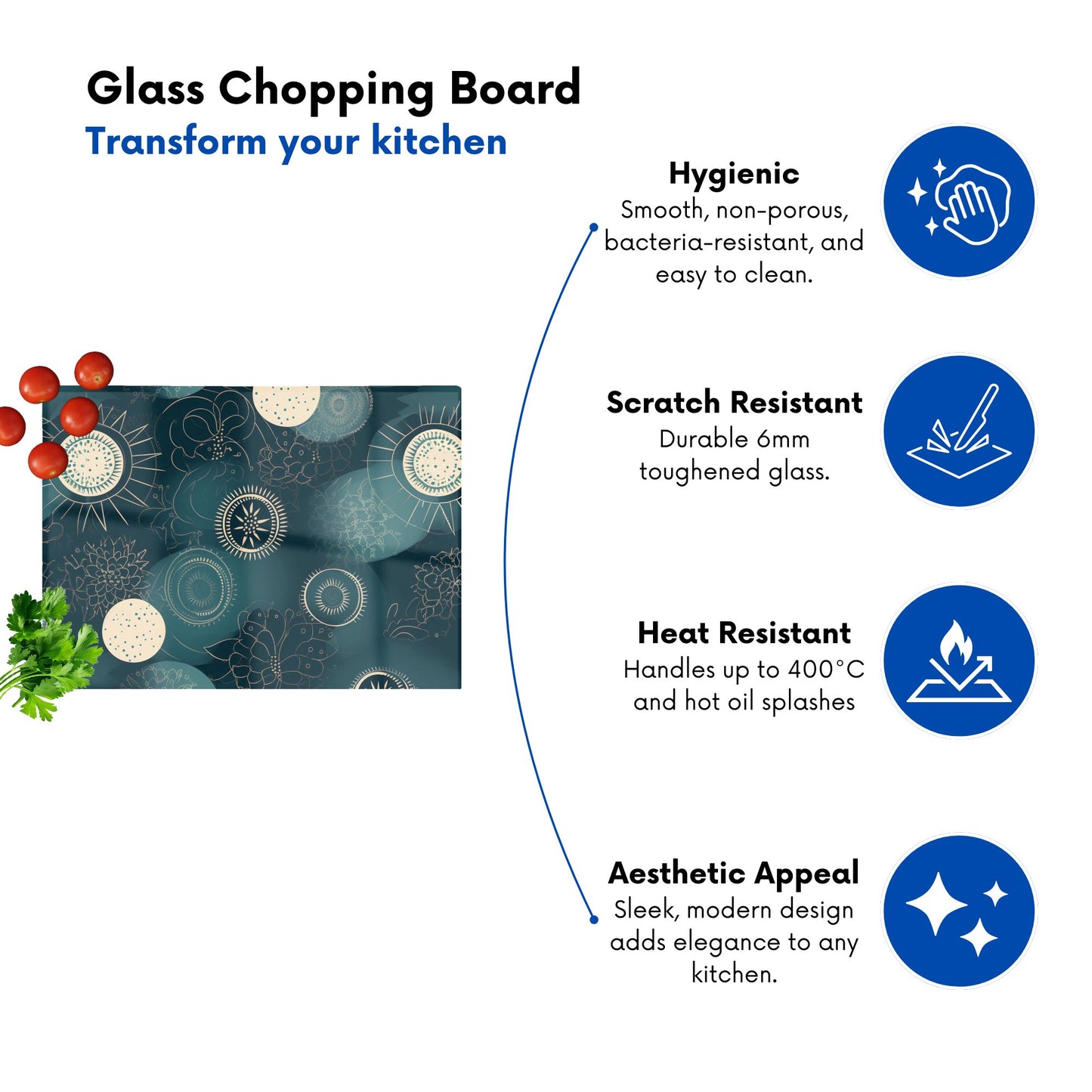 Blue Moon And Sun Glass Chopping Board