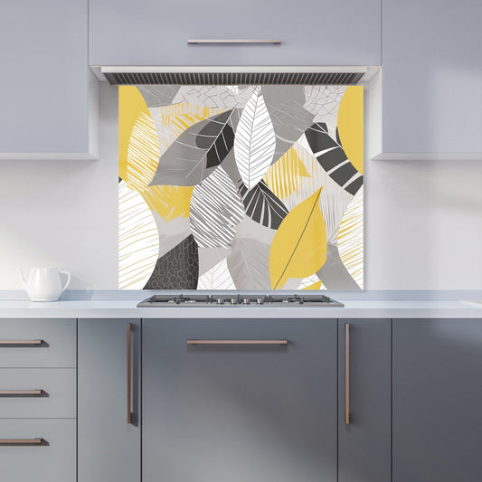 Grey Yellow Autumn Leaves Kitchen Splashback