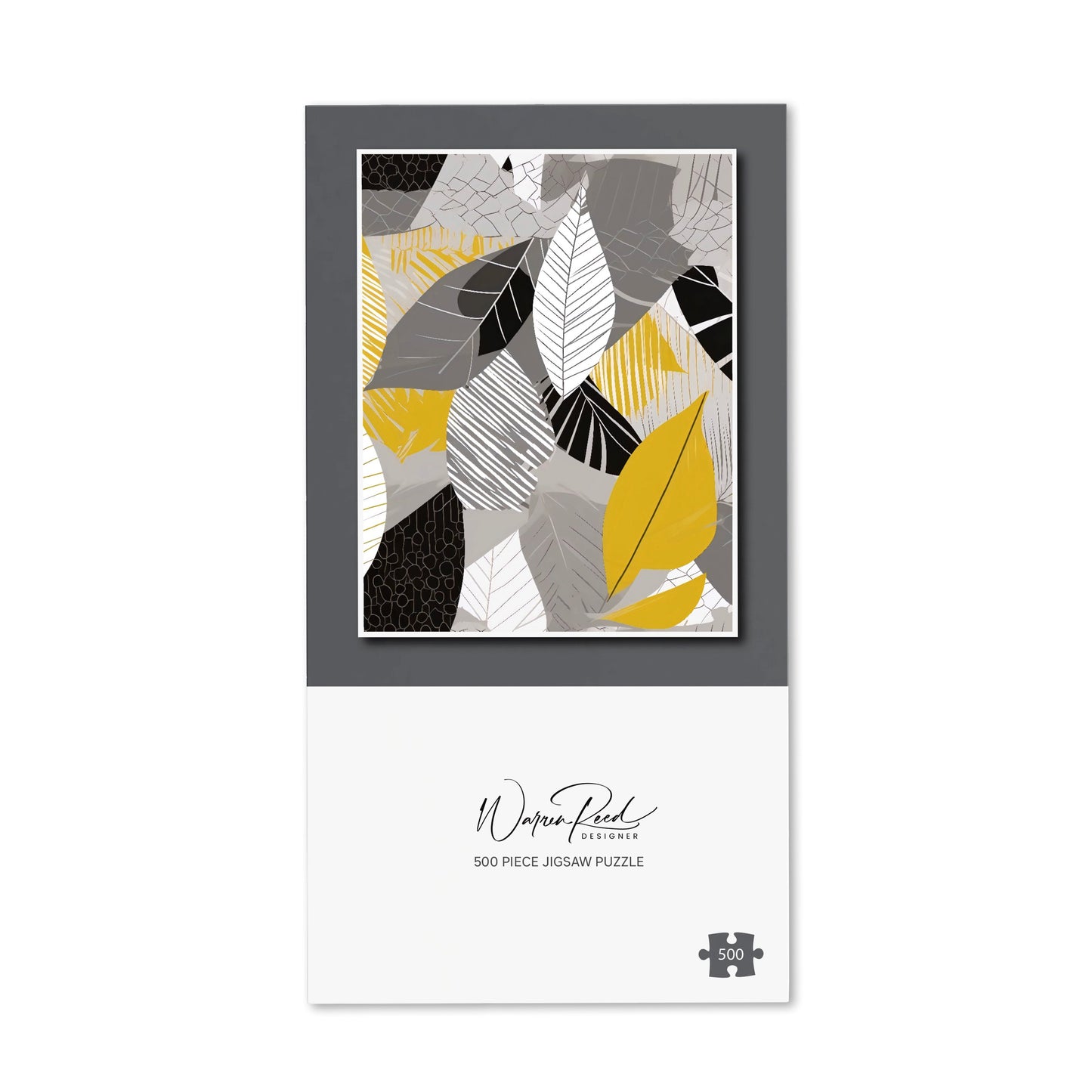 Grey Yellow Autumn Leaves Jigsaw Puzzle