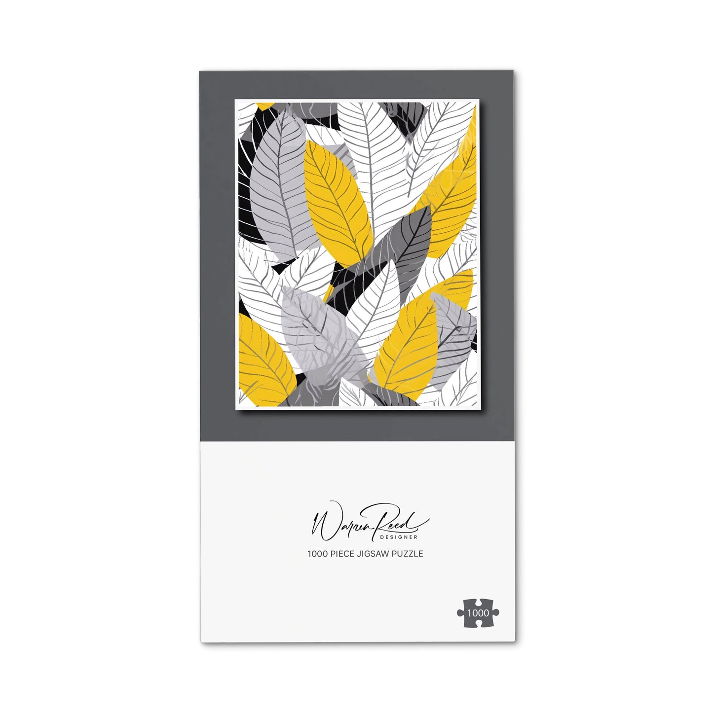 Yellow Grey Feather Leaves Jigsaw Puzzle