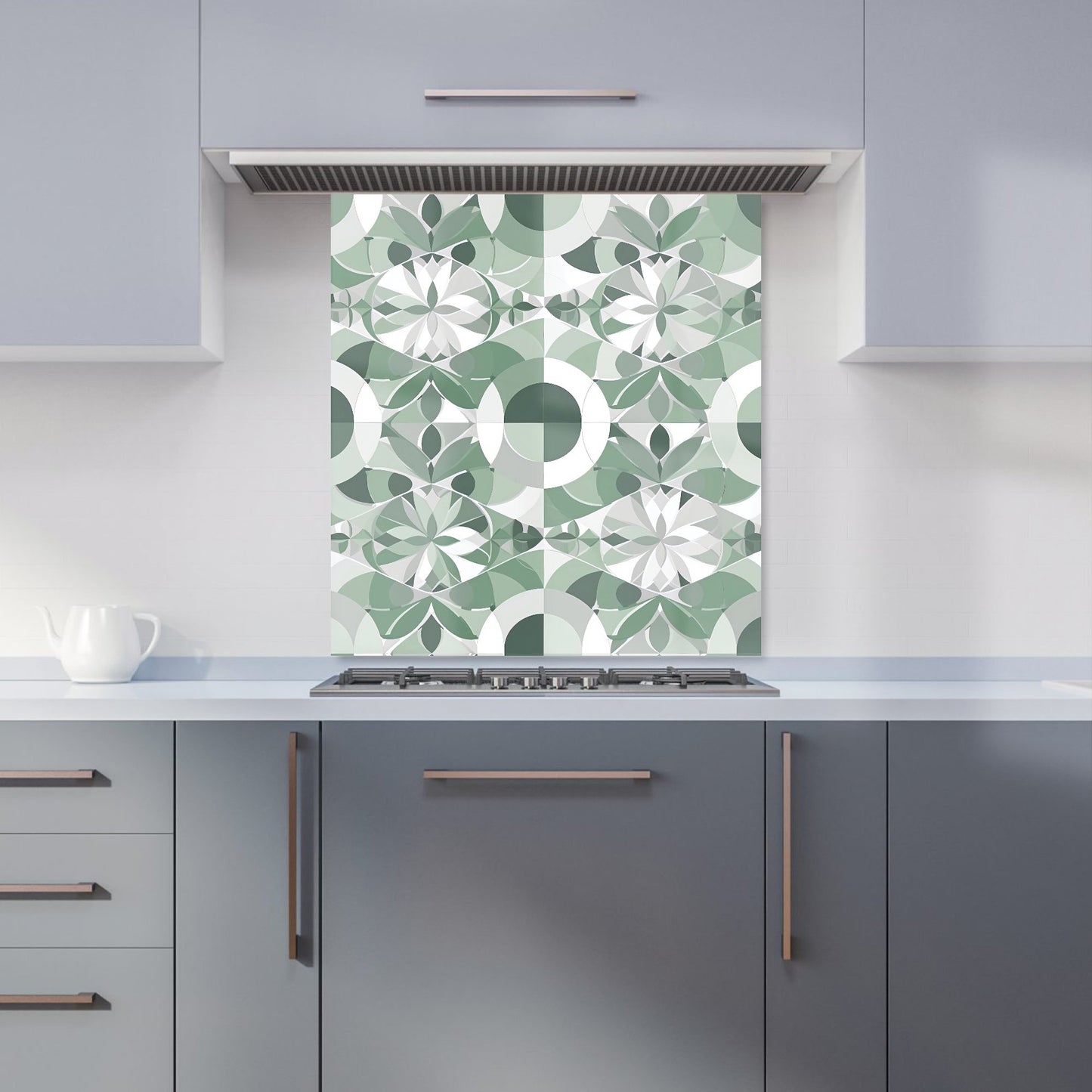 Geometric Pastel Green Kitchen Splashback