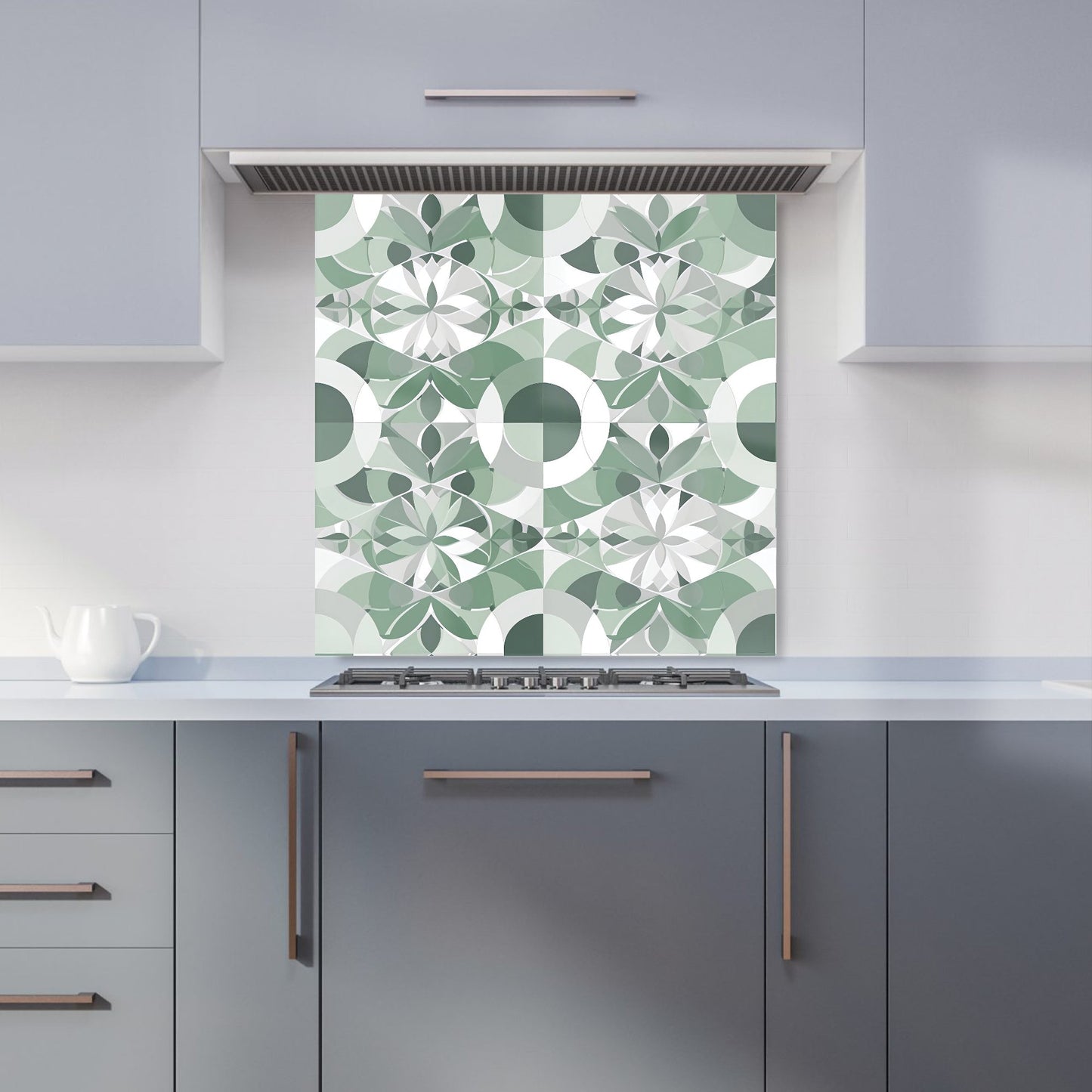 Geometric Pastel Green Kitchen Splashback