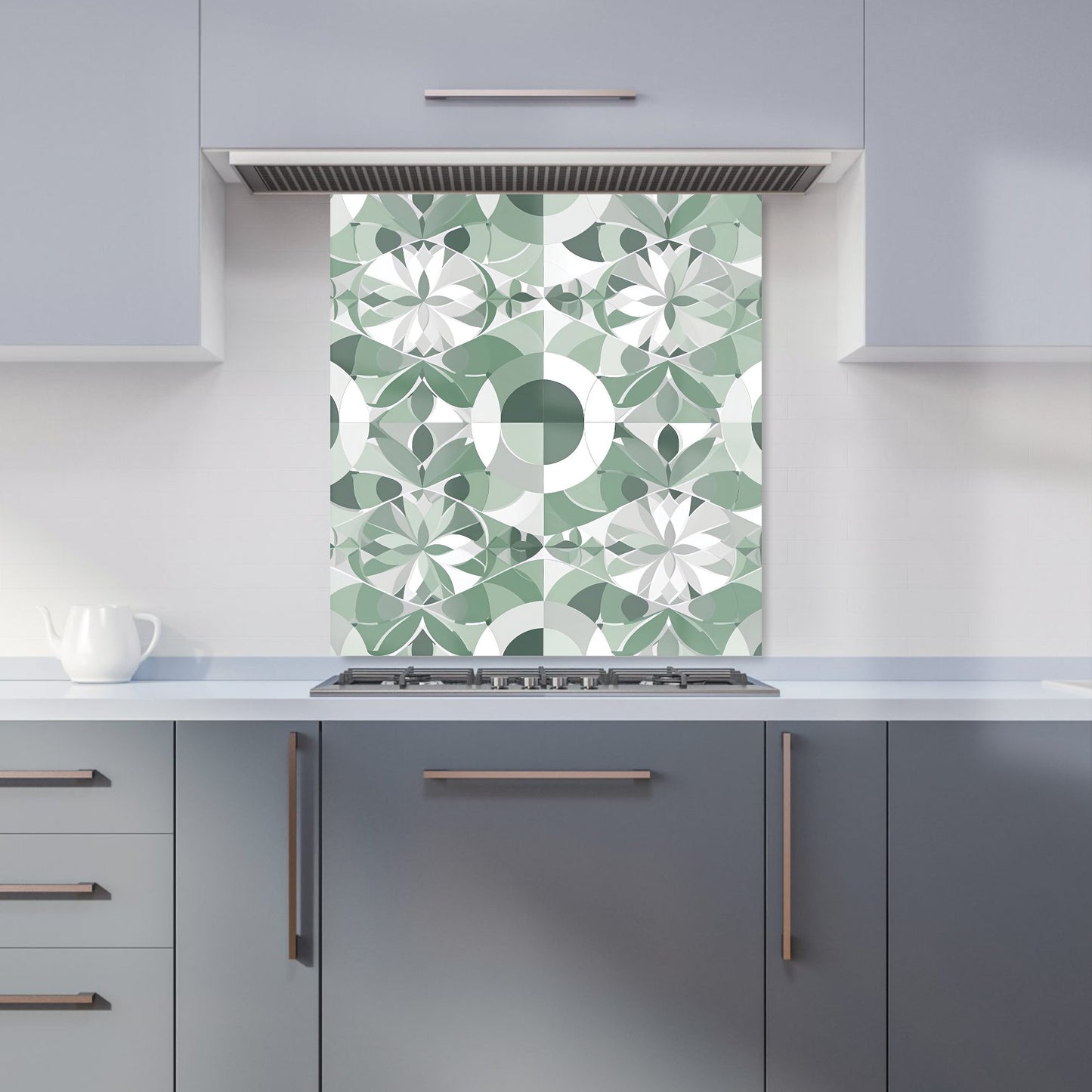 Geometric Pastel Green Kitchen Splashback