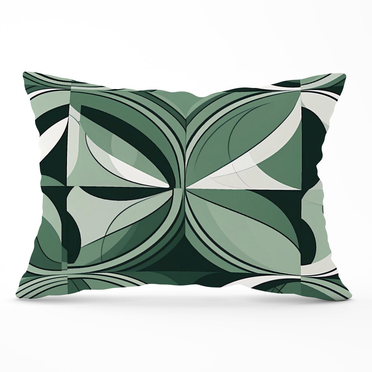 Geometric Green Black Cushions