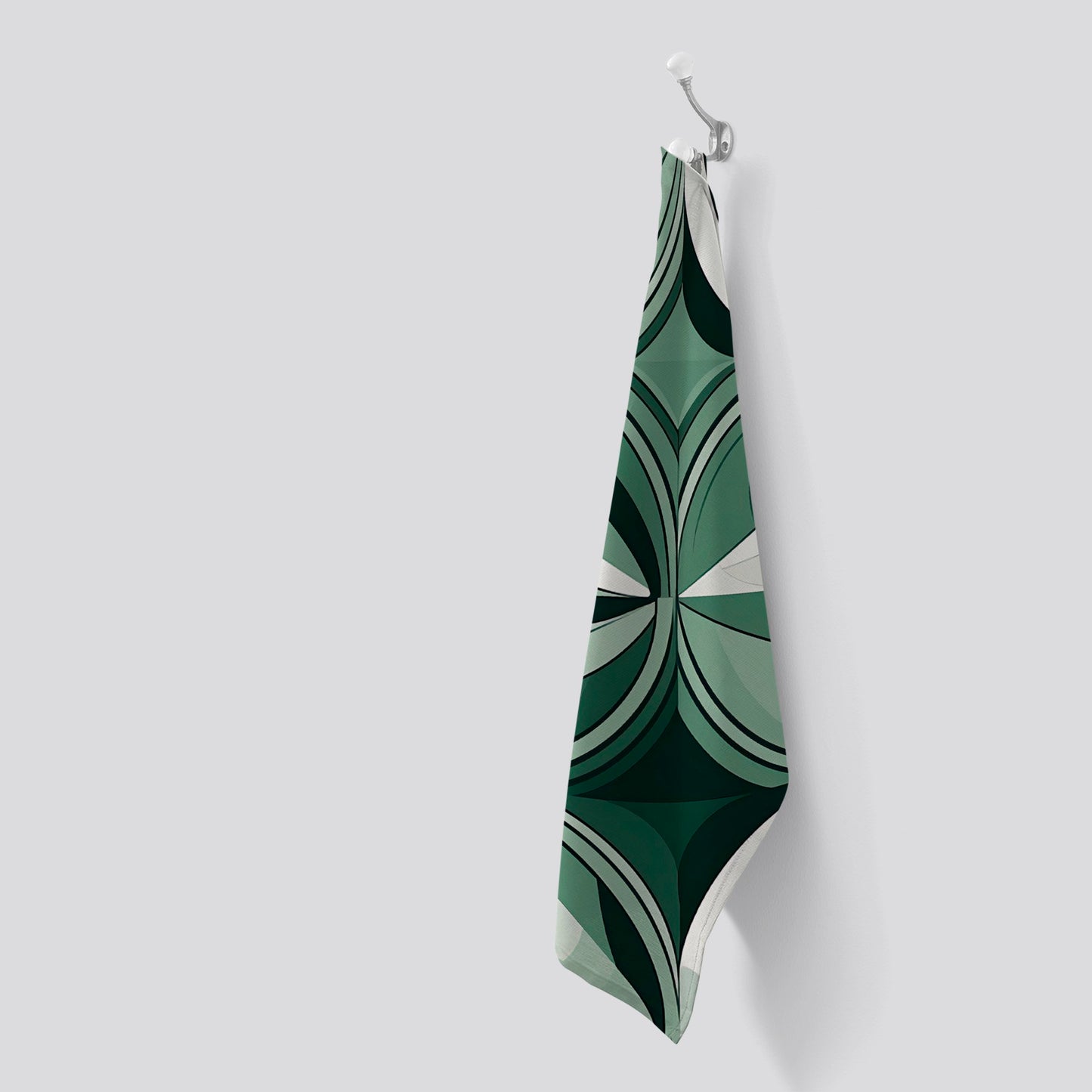 Geometric Green Black Tea Towel