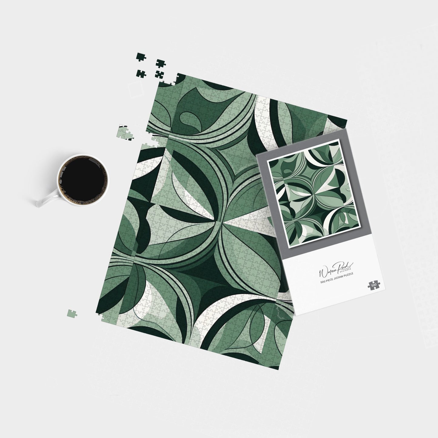 Geometric Green Black Jigsaw Puzzle