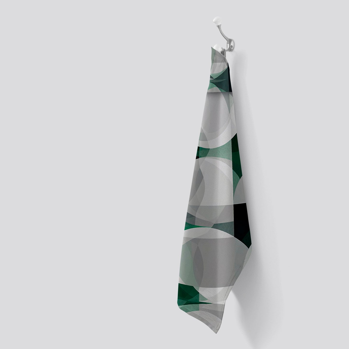Geometric Grey Green Tea Towel
