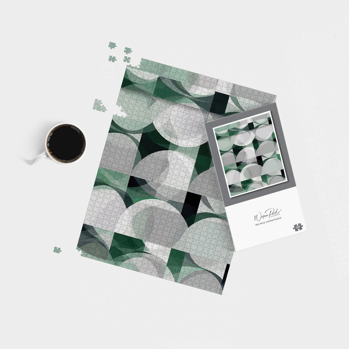 Geometric Grey Green Jigsaw Puzzle