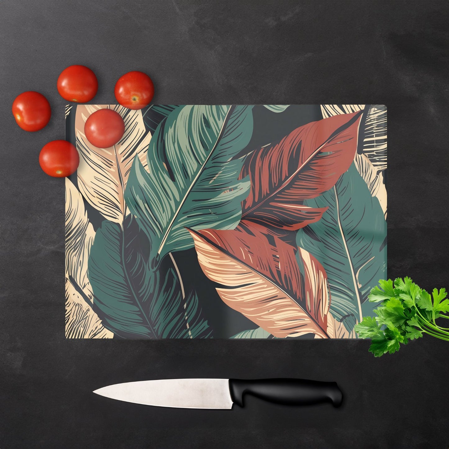 Autumn Colour Leaves Glass Chopping Board