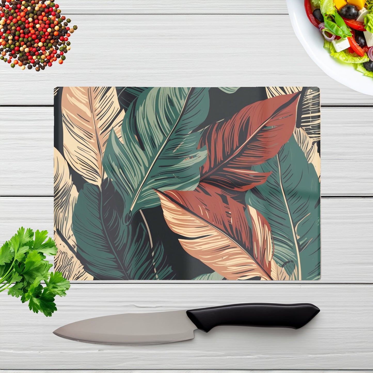 Autumn Colour Leaves Glass Chopping Board