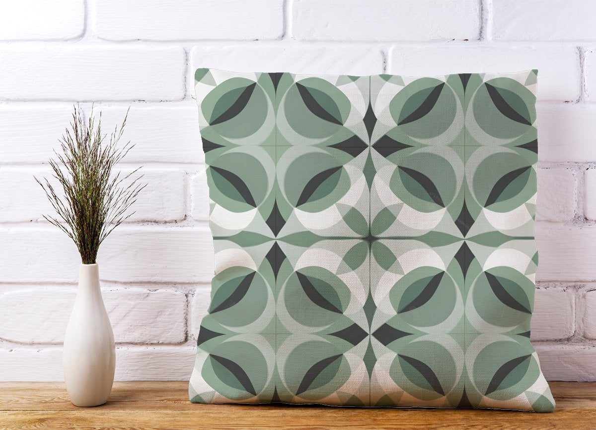 Geometric Green Grey Cushions