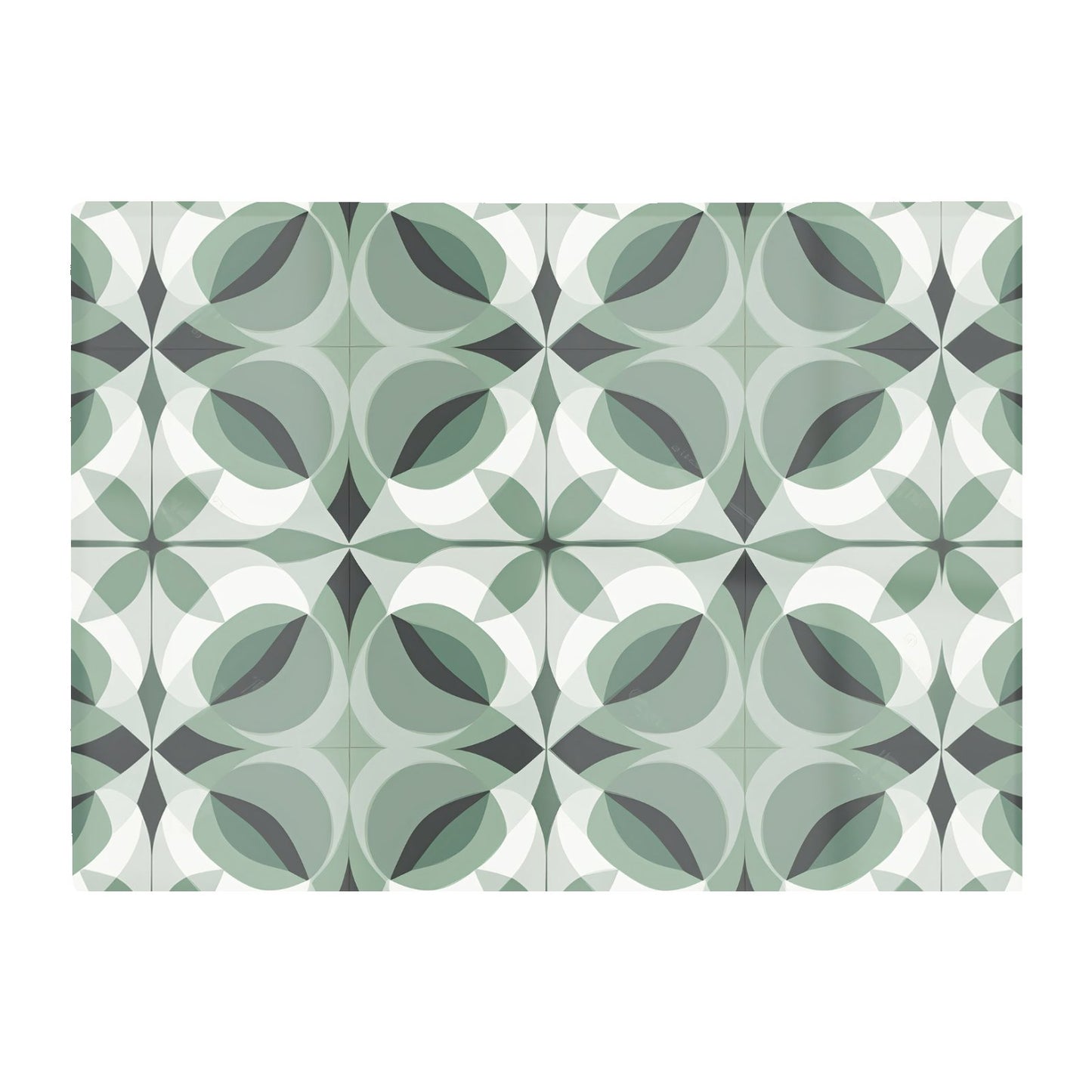 Geometric Green Grey Glass Chopping Board
