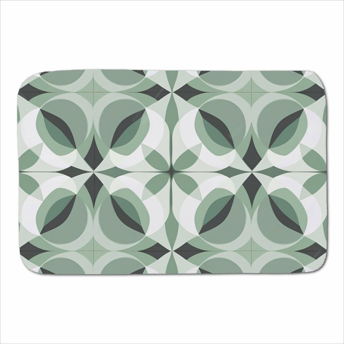 Geometric Green Grey Sherpa Blanket