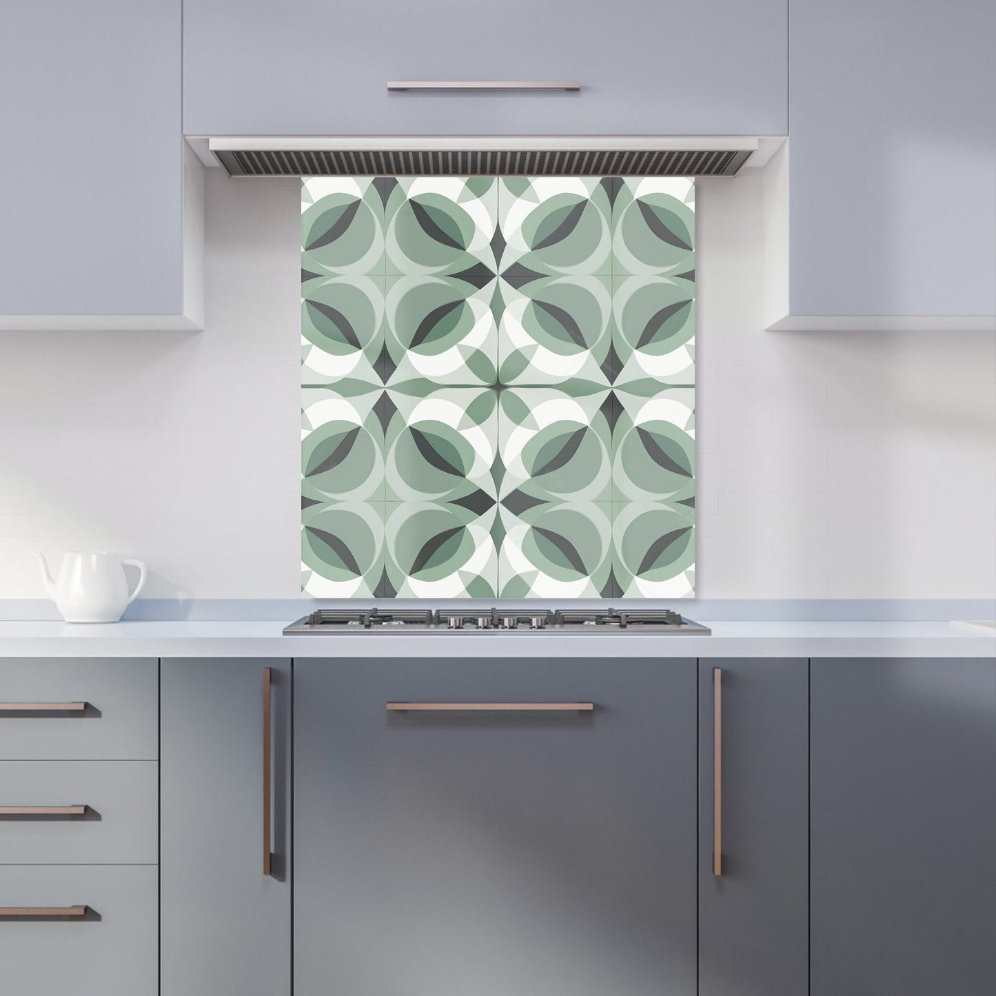 Geometric Green Grey Kitchen Splashback