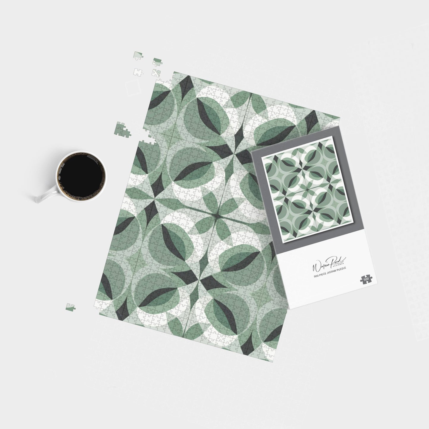 Geometric Green Grey Jigsaw Puzzle