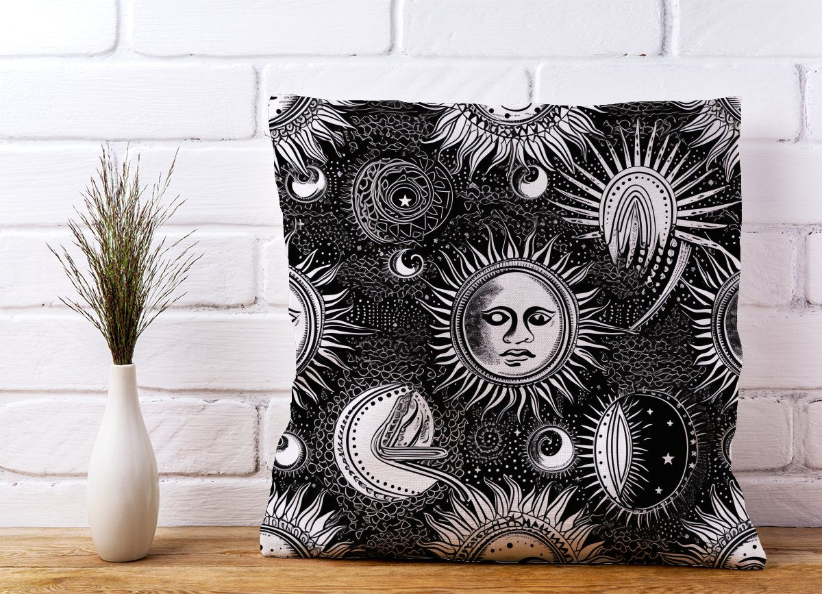 Moon and Sun Black White Cushions