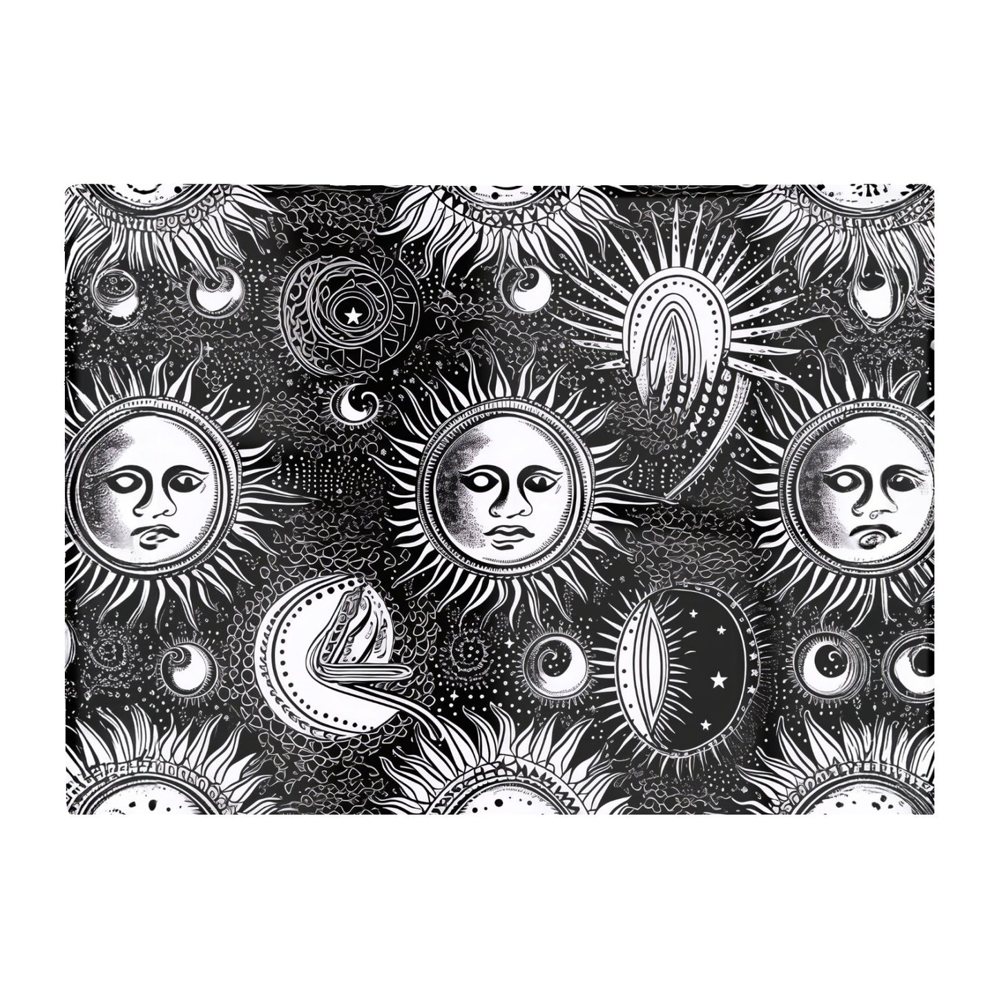Moon And Sun Black White Glass Chopping Board