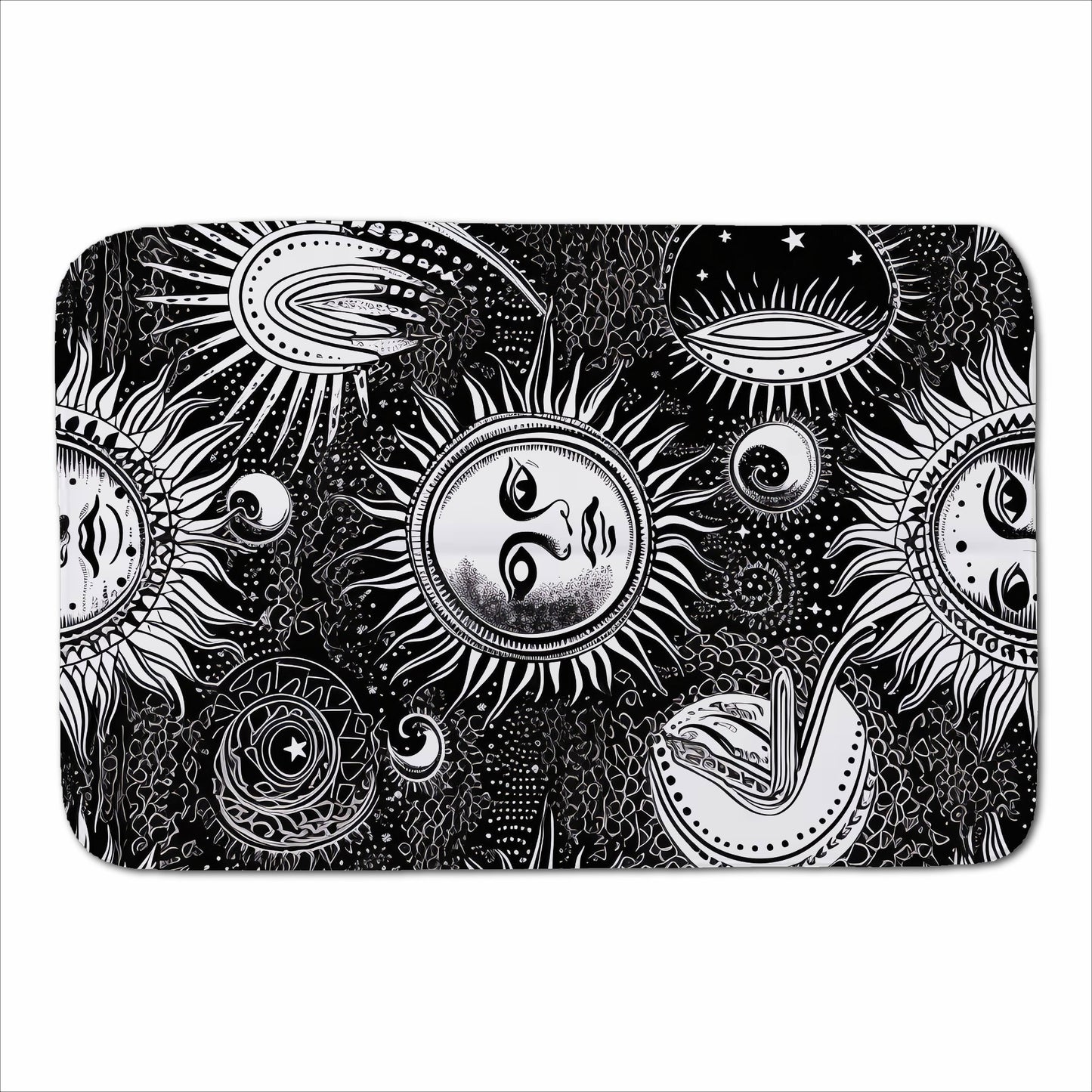 Moon and Sun Black White Sherpa Blanket