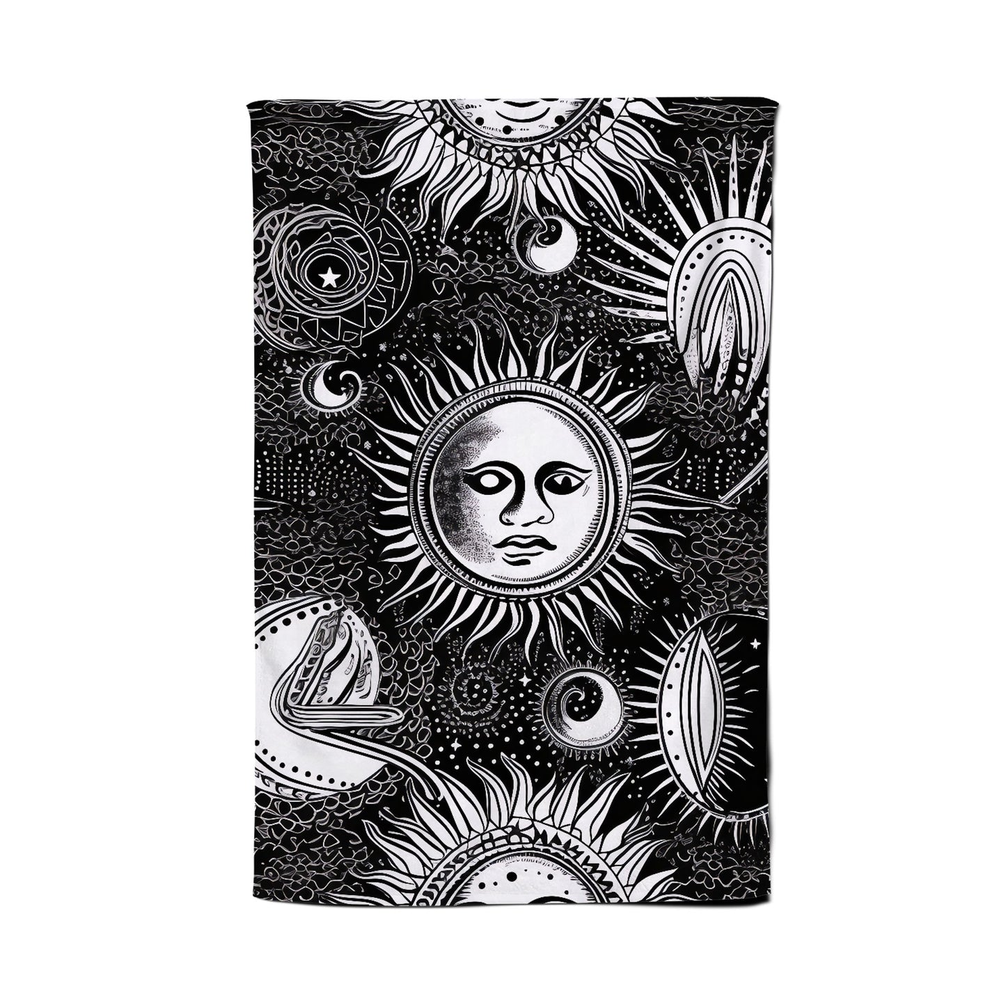 Moon and Sun Black White Tea Towel