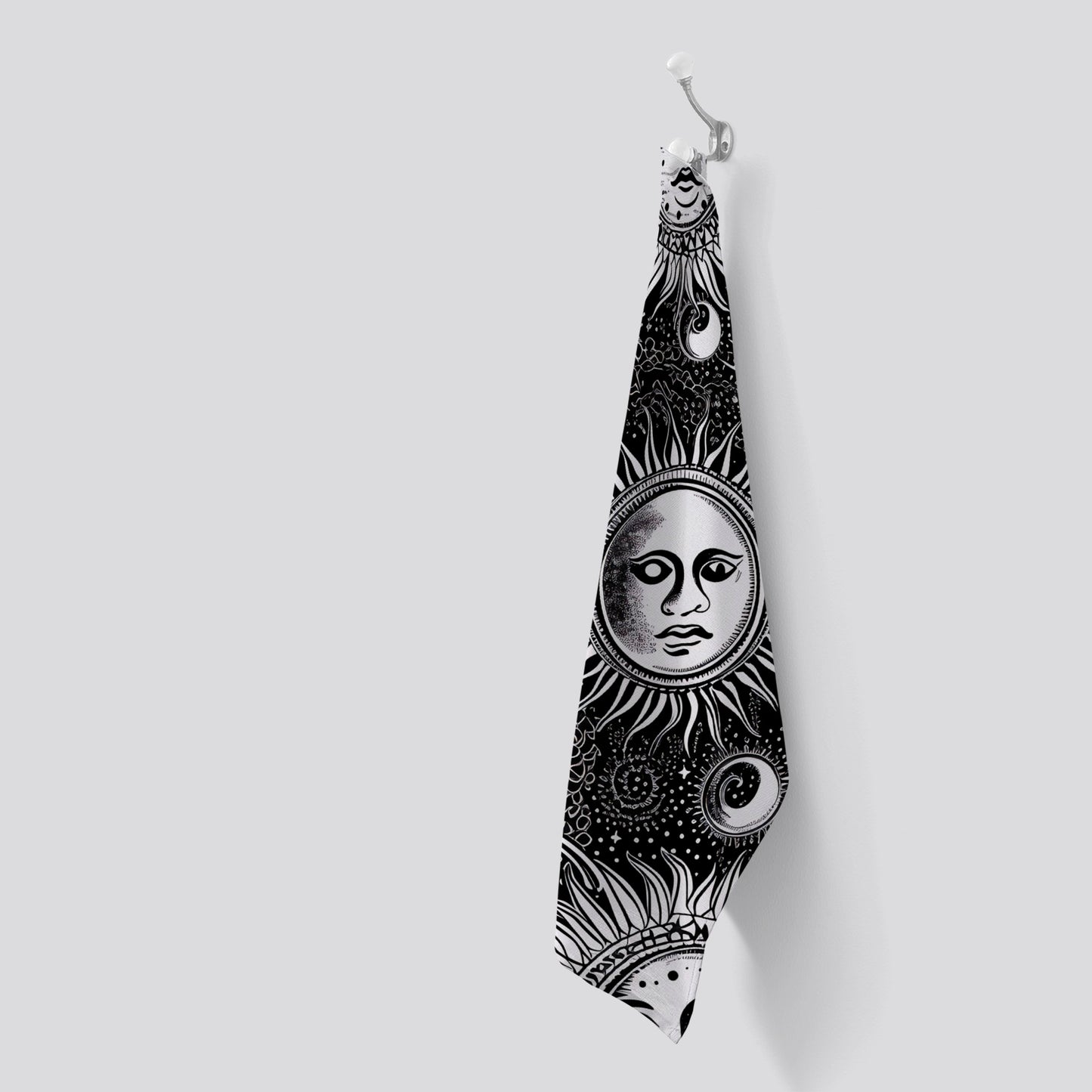 Moon and Sun Black White Tea Towel