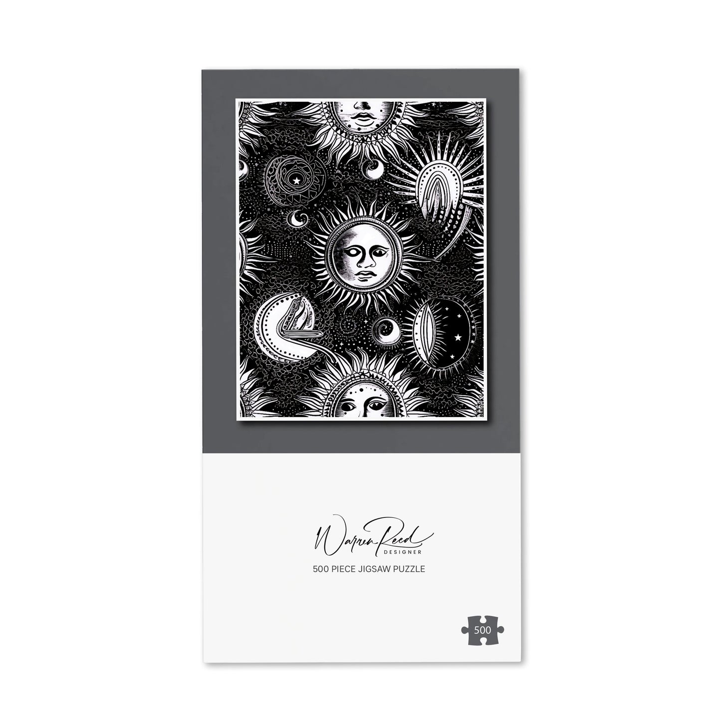 Moon and Sun Black White Jigsaw Puzzle