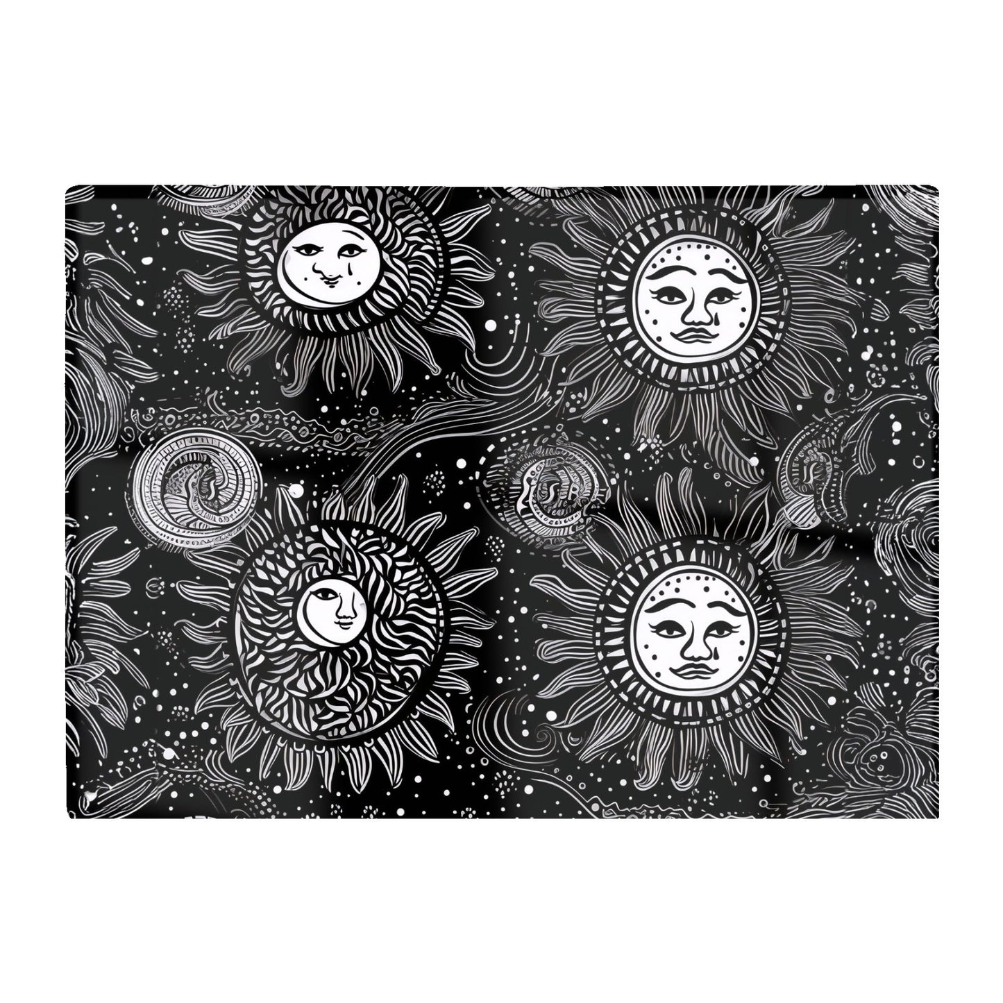 Moon And Sun White Black Glass Chopping Board