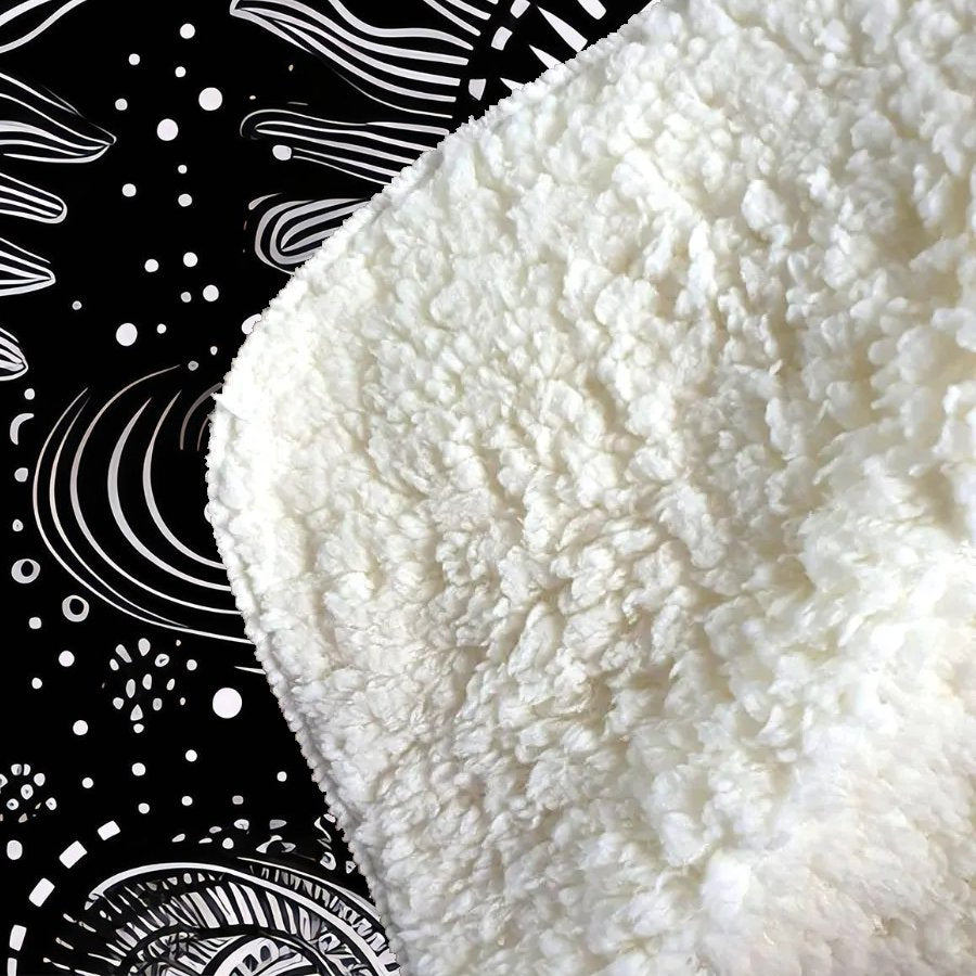 Moon and Sun White Black Sherpa Blanket